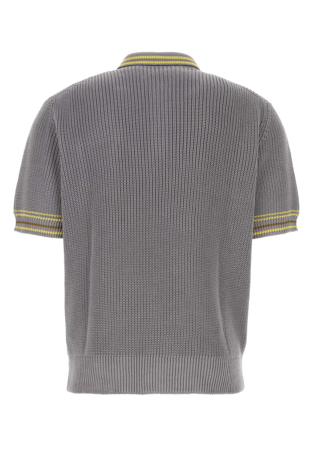 Shop Marni Dark Grey Cotton Polo Shirt In Mercury