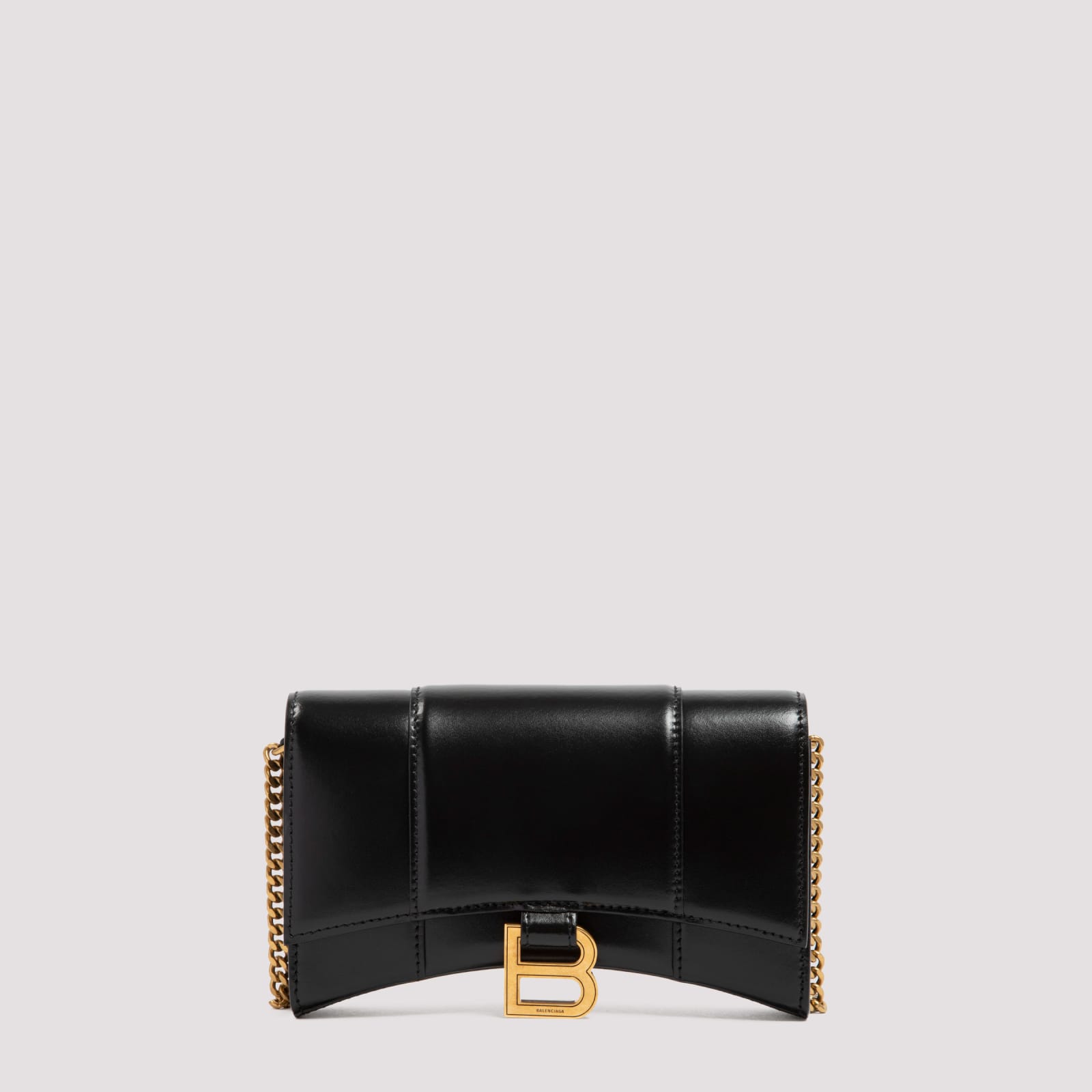 Shop Balenciaga Hourglass Wallet On Chain In Black