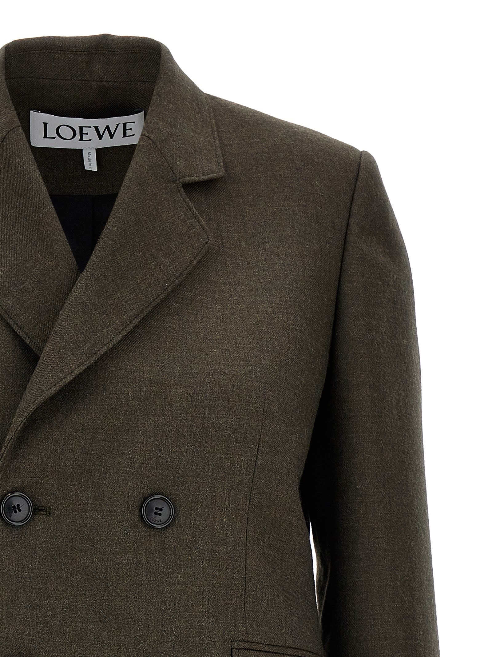 Shop Loewe Mélange Twill Blazer In Brown