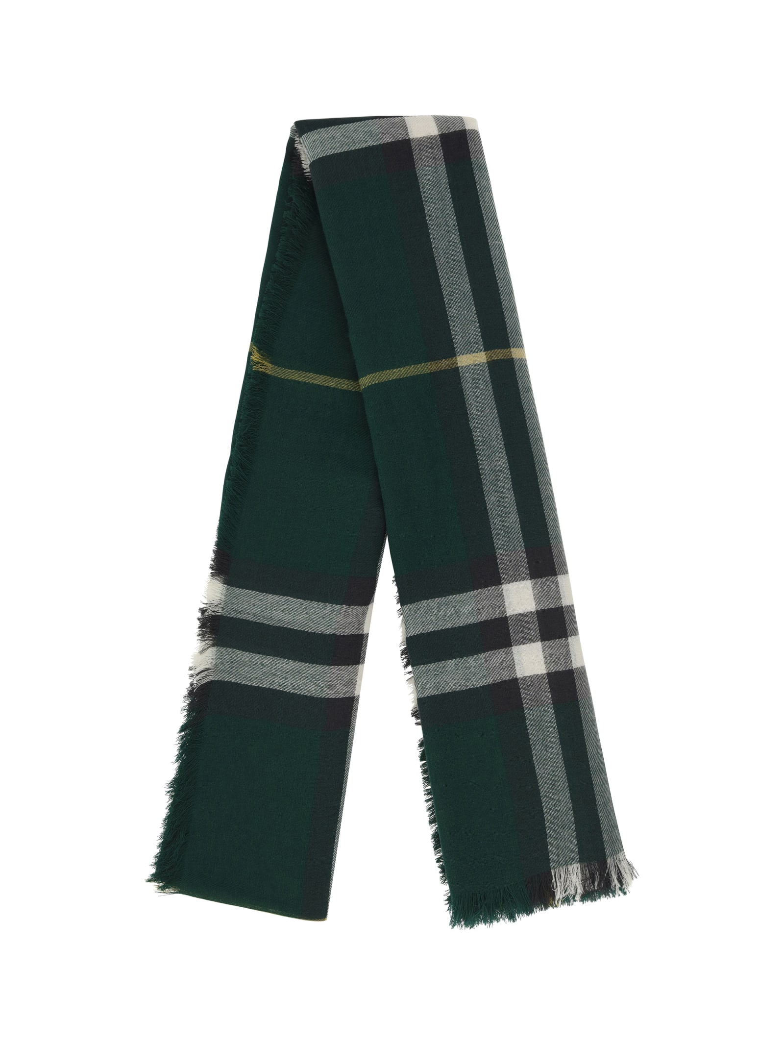 Shop Burberry Giant Check Lightweight Scarf In Ivy