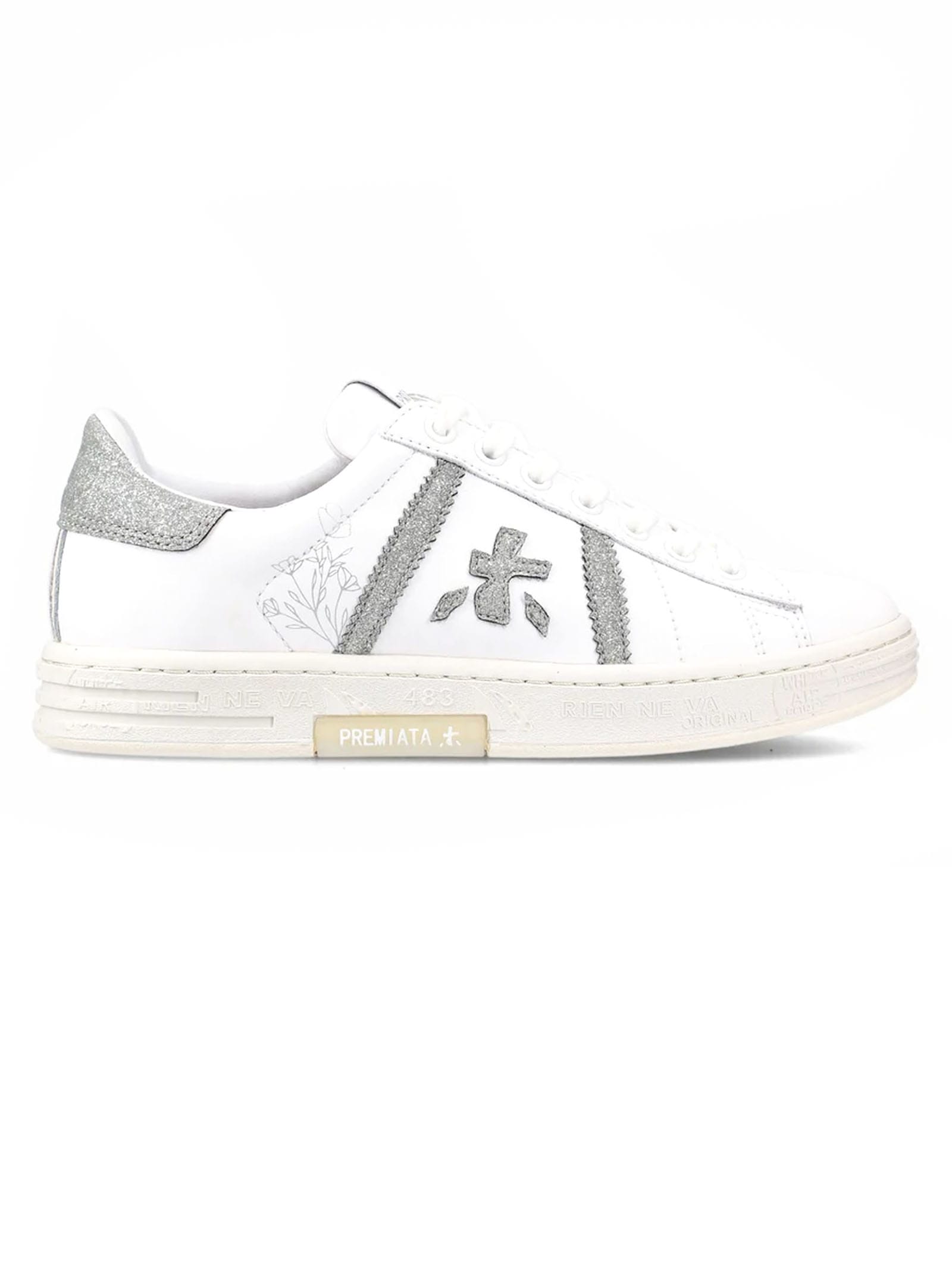 White Calf Leather Russell Sneakers