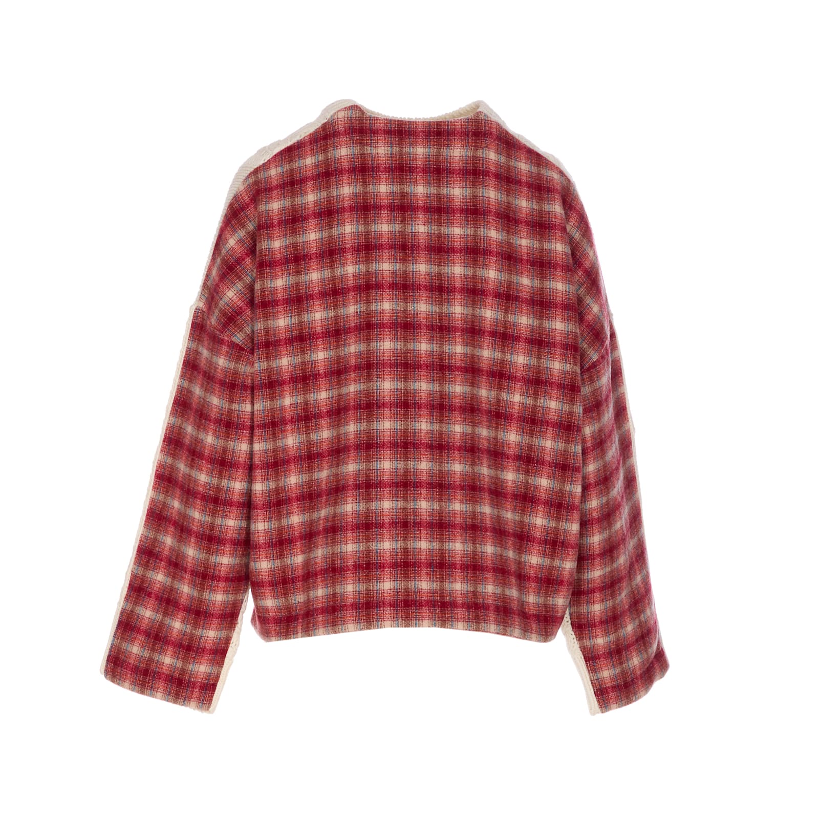 Essentiel Antwerp Cable-knit Checked-panel Sweater In White