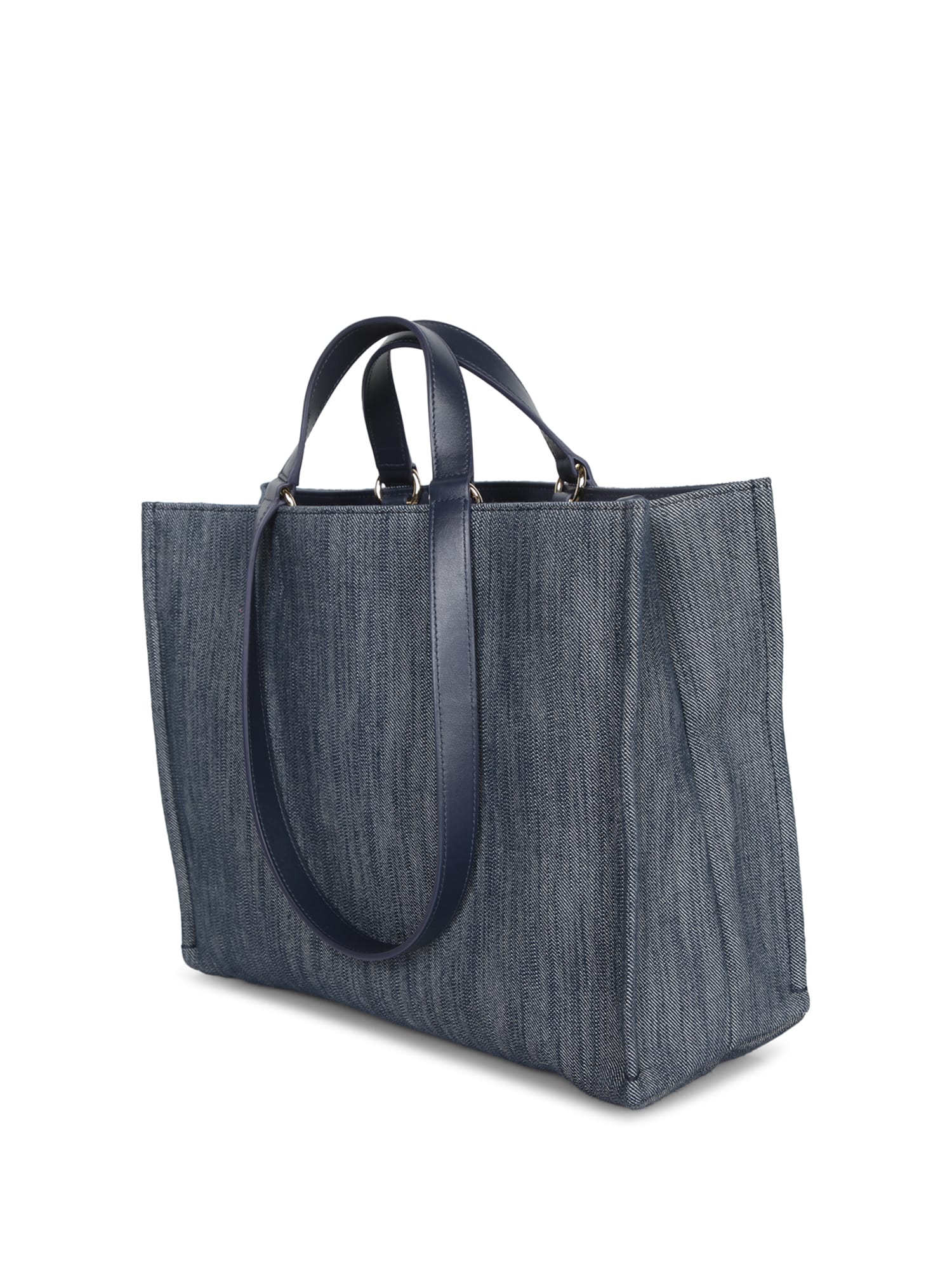 Ferragamo Medium Venna Logo-embroidered Tote Bag In Blue