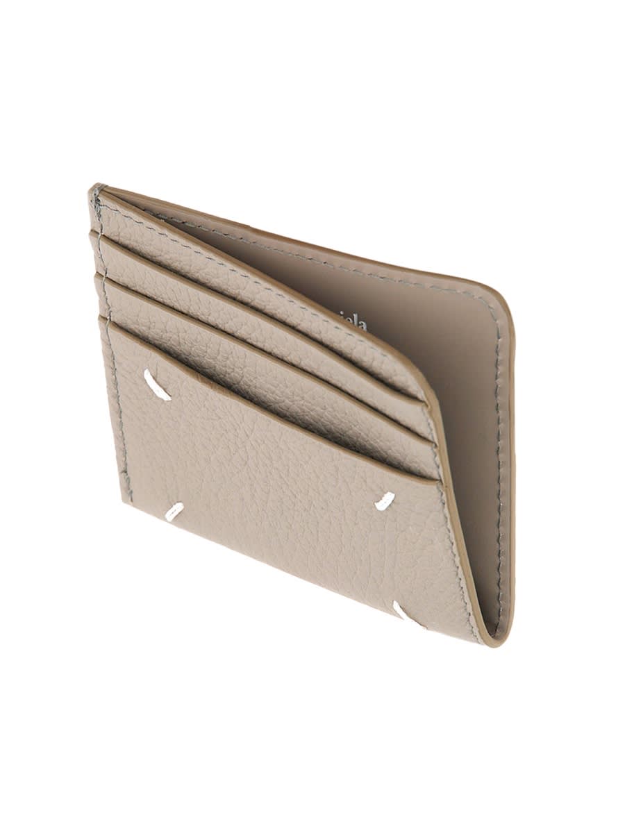 Shop Maison Margiela Leather Card Holder In Beige