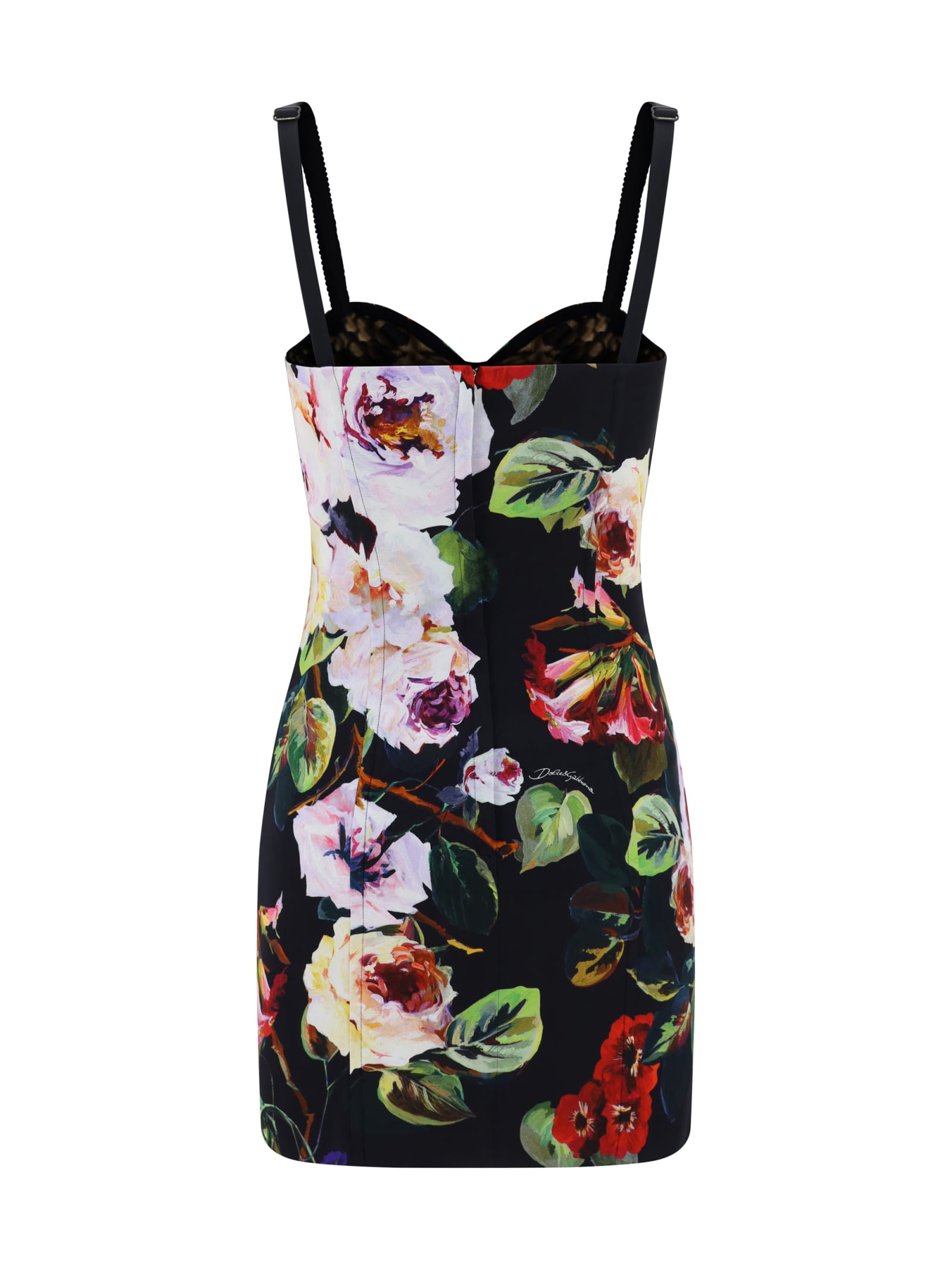 DOLCE & GABBANA Floral-Print Bustier Mini Dress 52 IT/16 US
