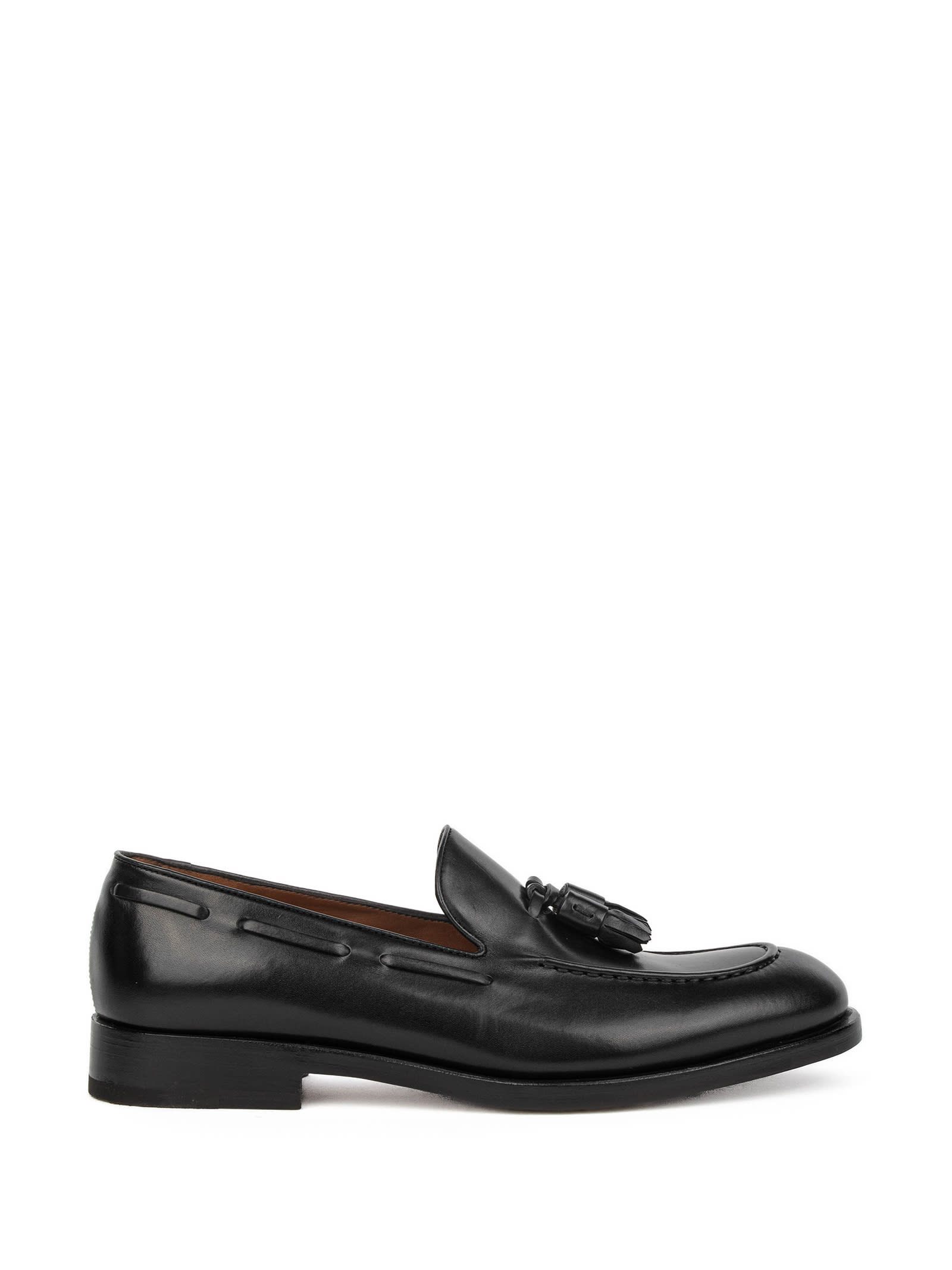 Fratelli Rossetti Black Leather Moccasin With Tassels In Nero