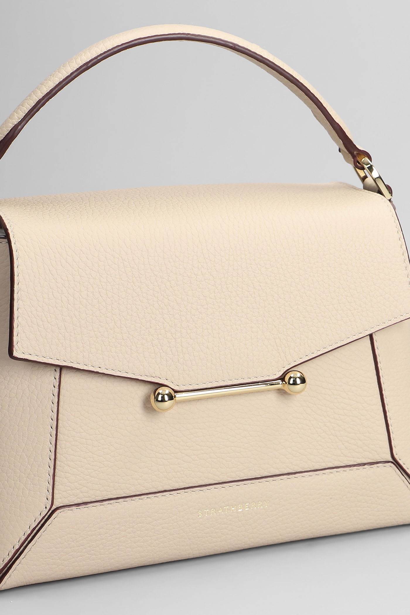 Strathberry Mosaic Shoulder Bag In Taupe Leather In Brown