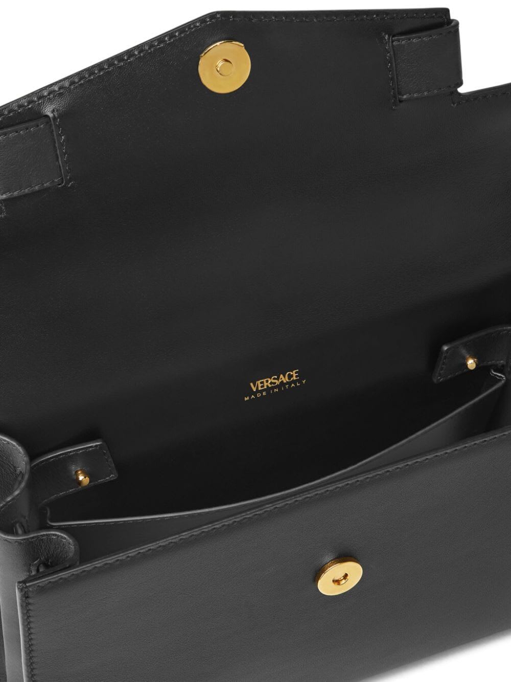 Shop Versace Medium Top Handle Bag In V Black  Gold