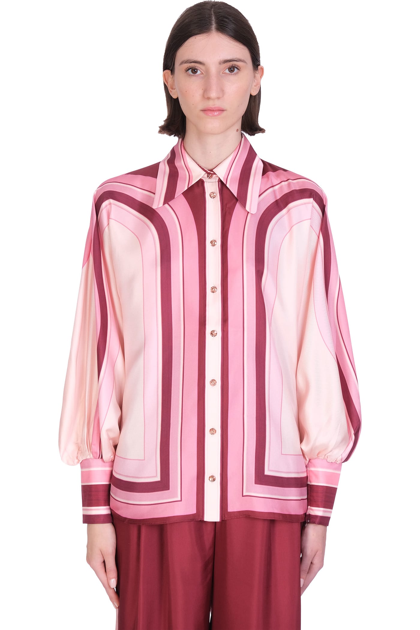 Zimmermann Shirt In Rose-pink Silk