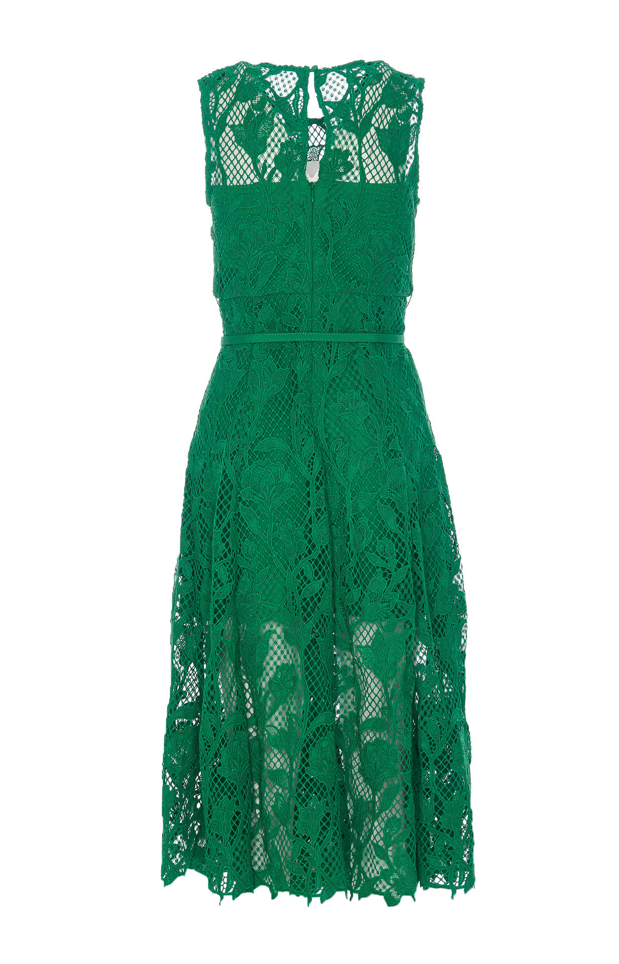 Shop Self-portrait Laces Mini Sleeveless Dress In Green