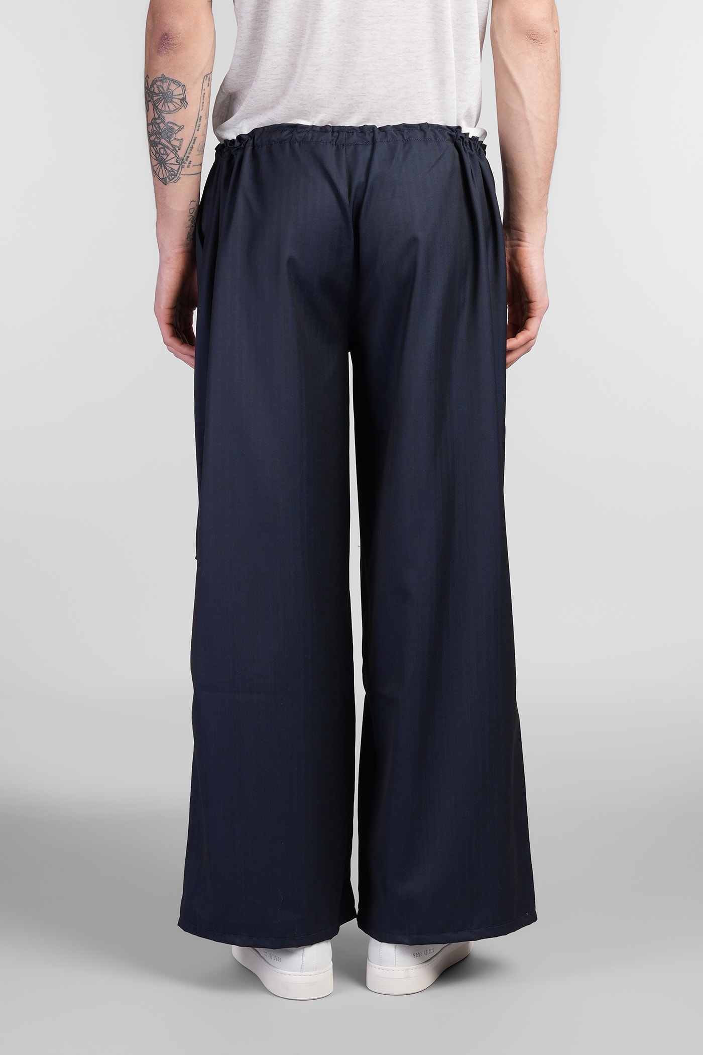 Paura Fan Pants In Blue Wool In Blue