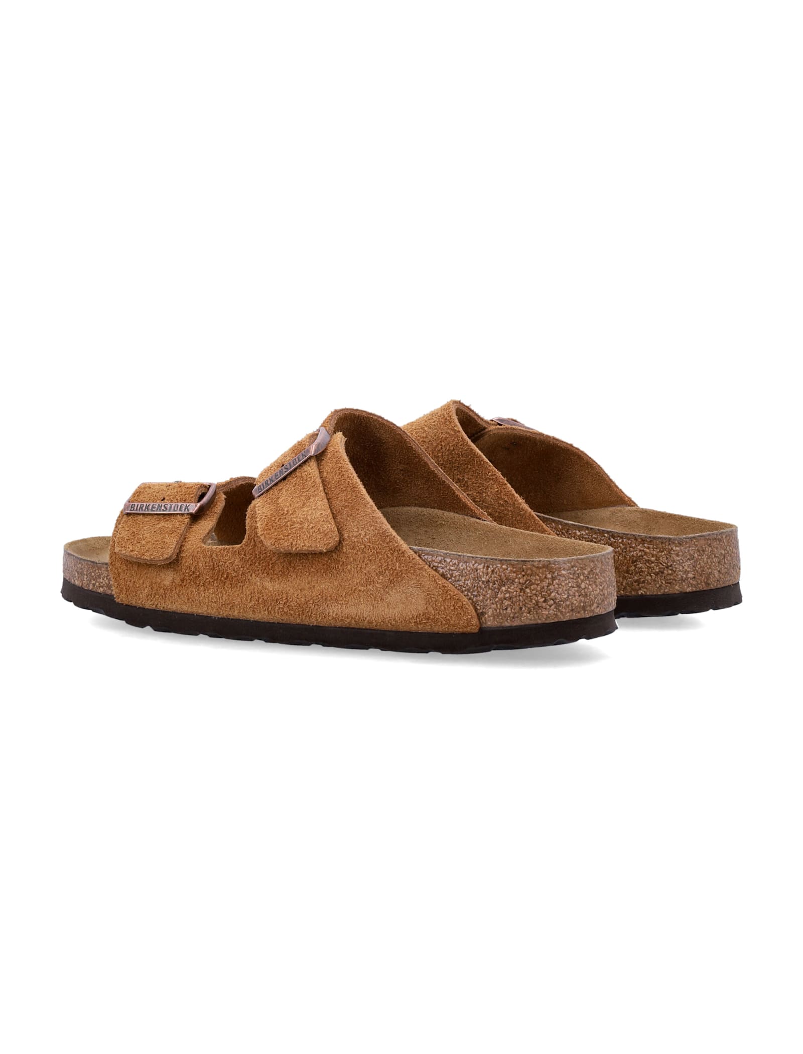Birkenstock Suede Calf Open Toe Flat Sandals In Mink