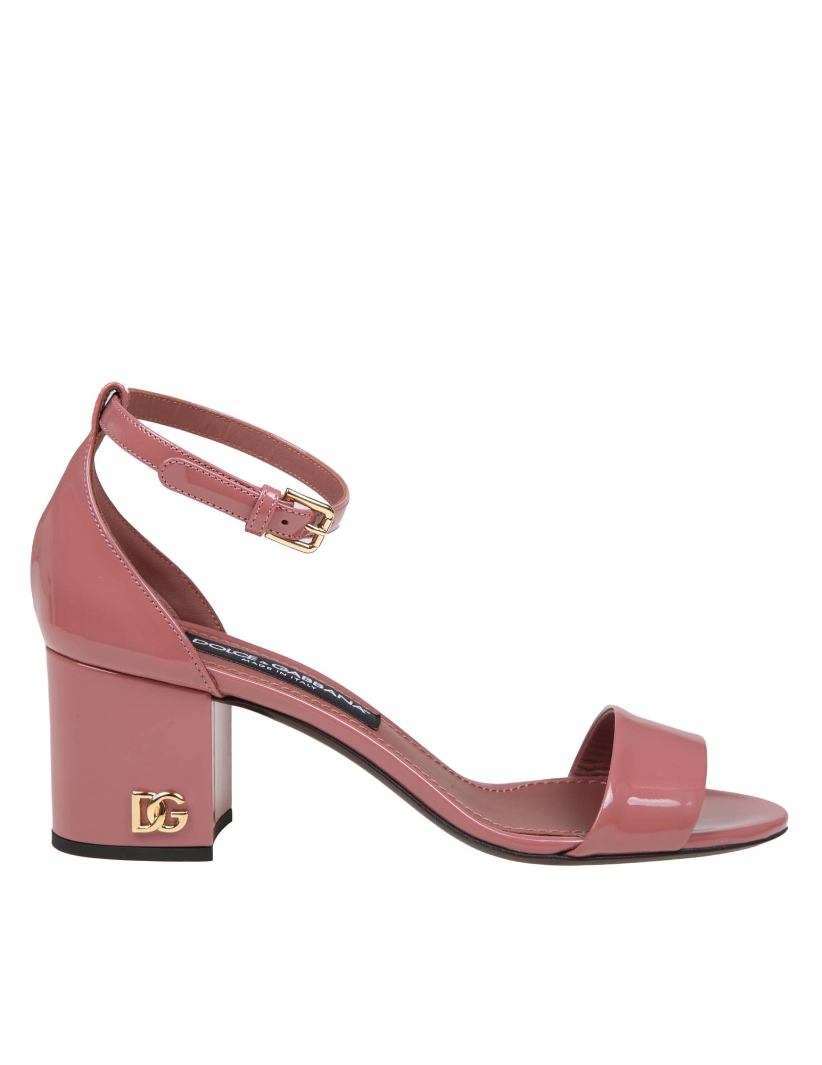 Shop Dolce & Gabbana Pink Paint Leather Sandals