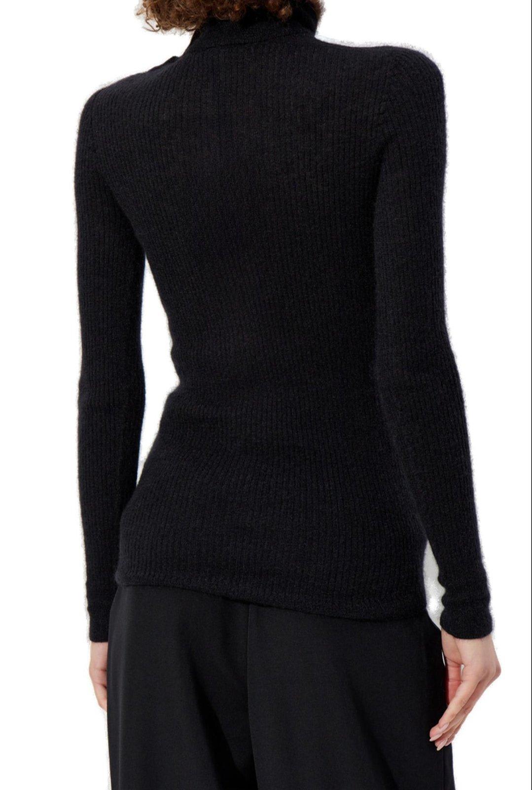 Shop Balmain Classic Long-sleeve Turtleneck Top In Black