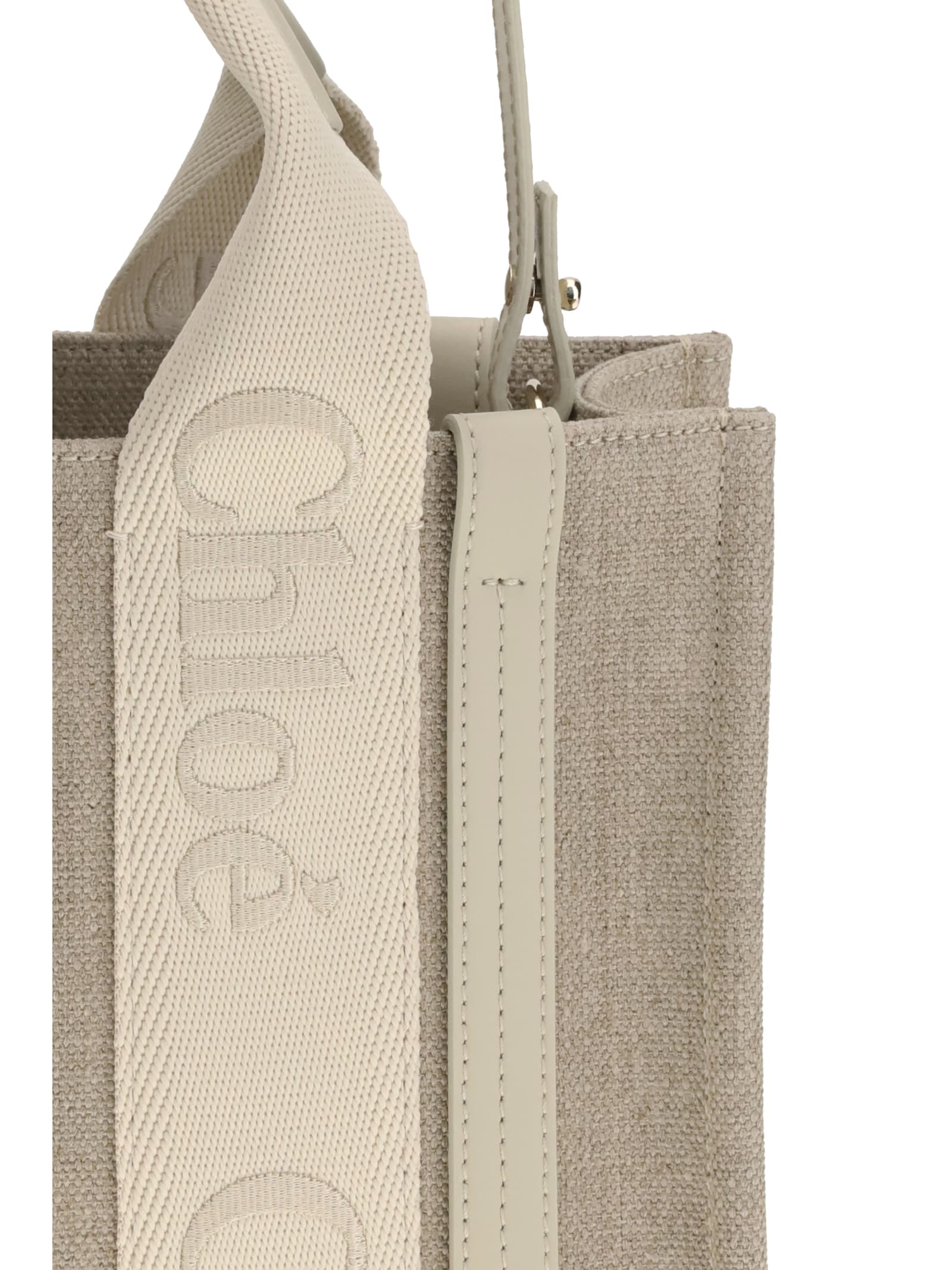 Chloé Small Woody Tote Bag In Neutral