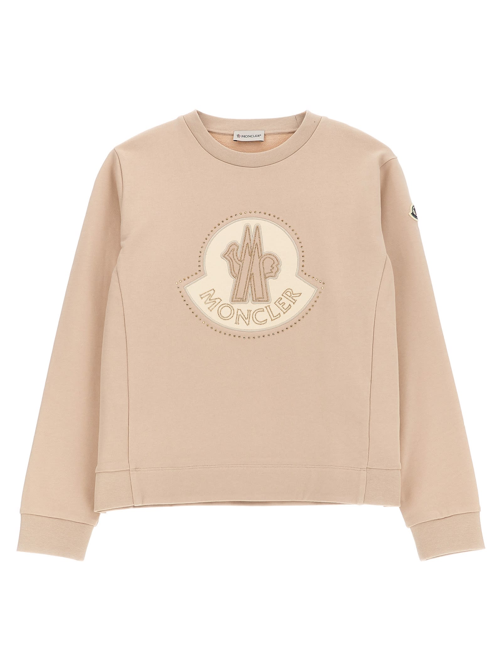 Moncler Rhinestone Logo Sweatshirt In Pink