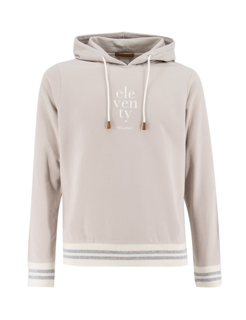Shop Eleventy Hoodie In Sand And White