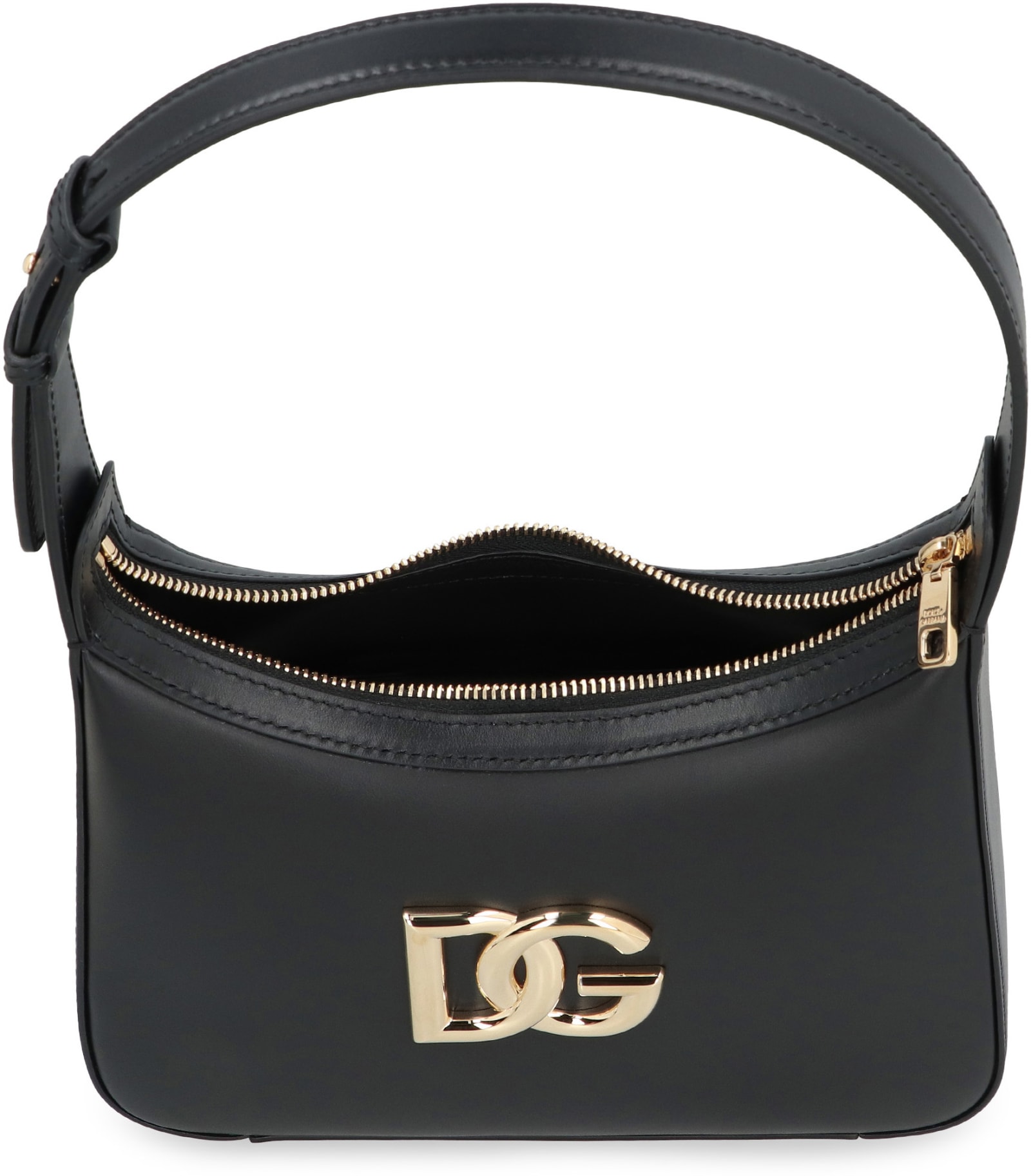 Shop Dolce & Gabbana 3.5 Leather Shoulder Bag In Black