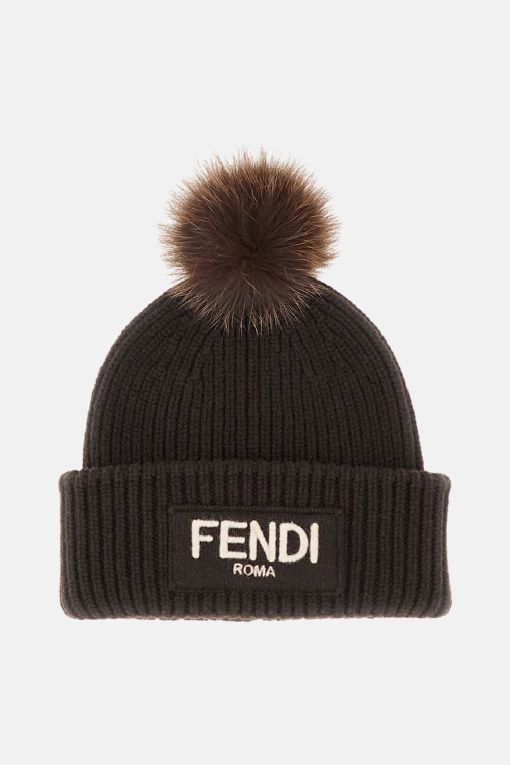 Fendi Pompon Beanie In Brown