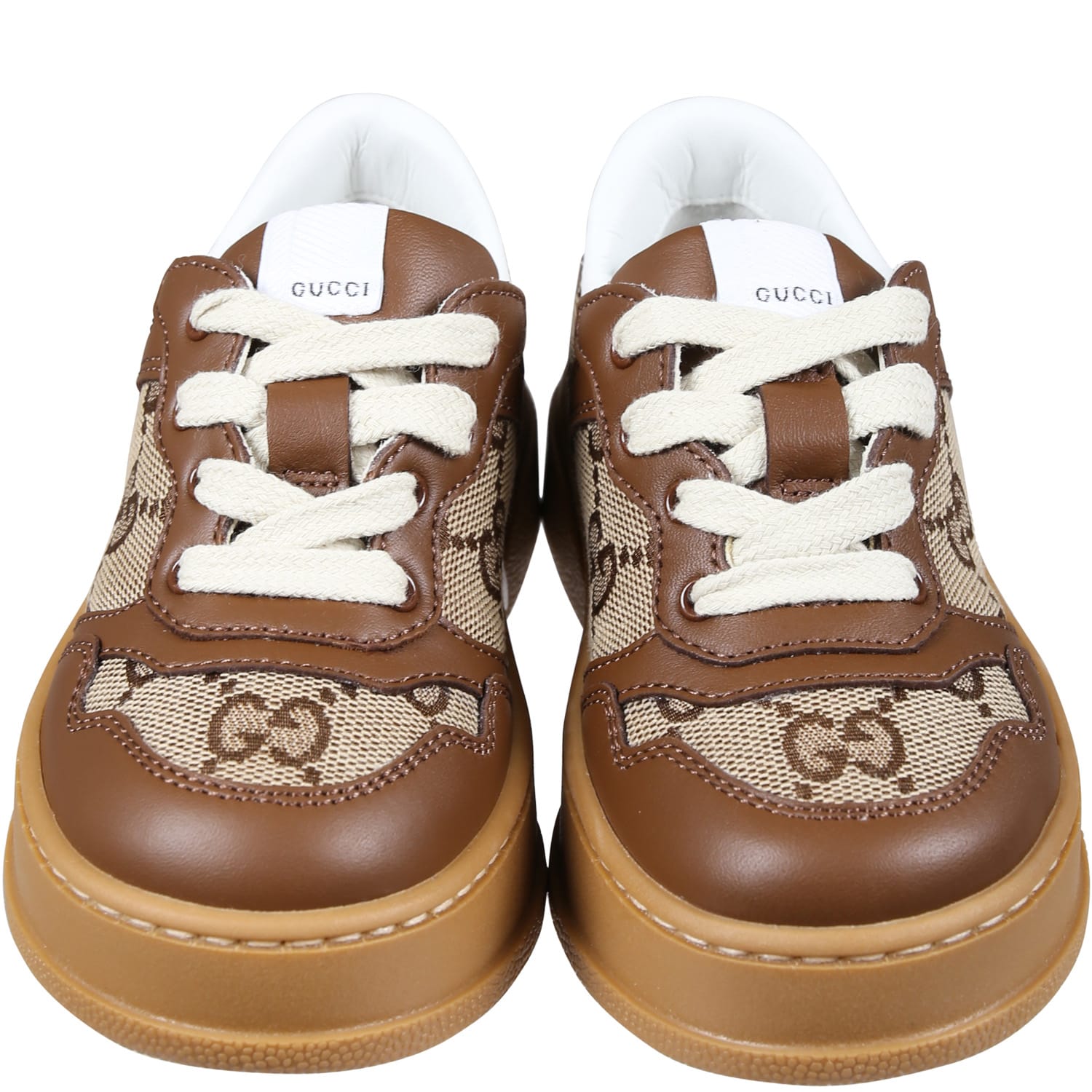 Shop Gucci Brown Sneakers For Kids With Iconic Gg