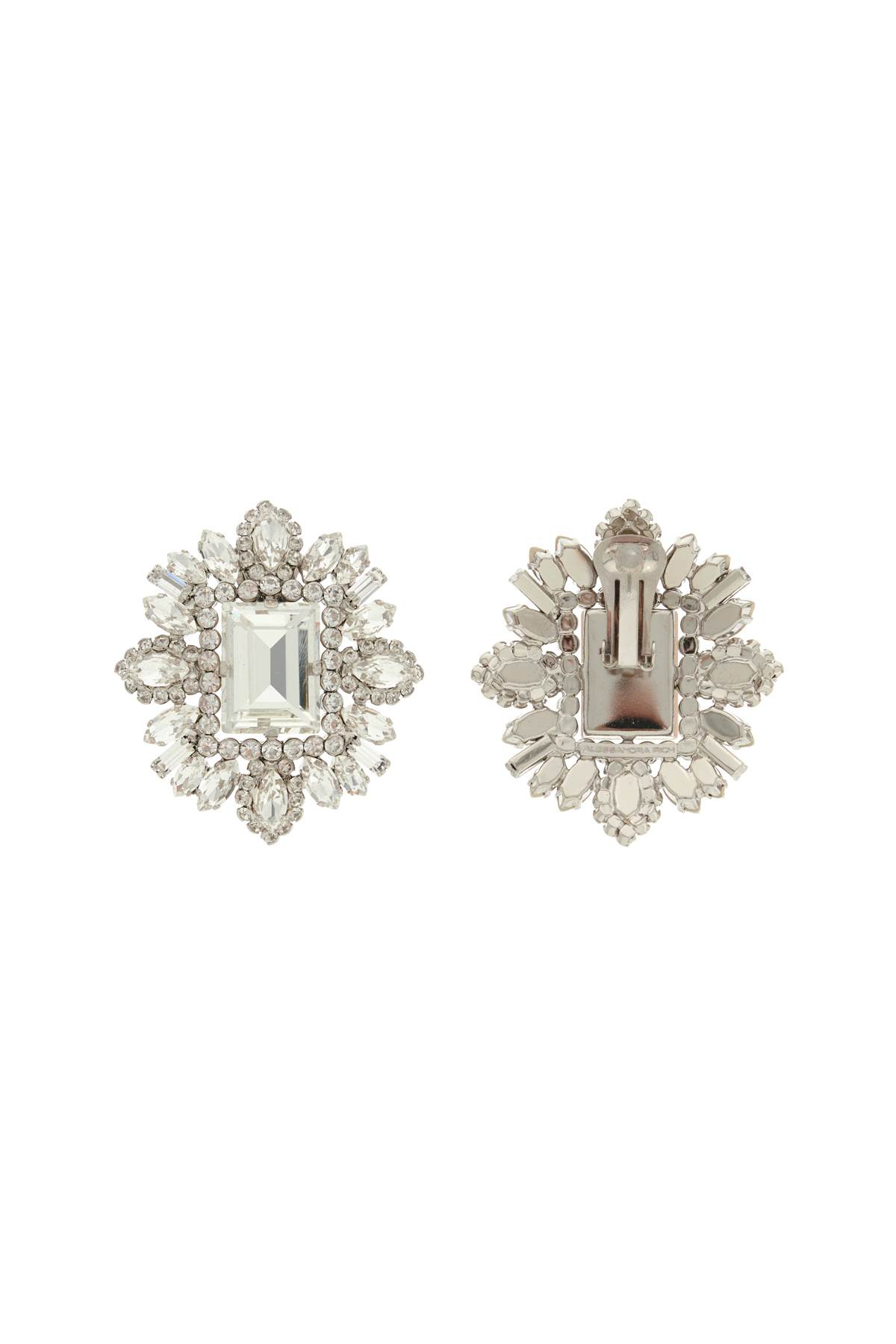 Shop Alessandra Rich Crystal Earrings In Cry-silver (silver)