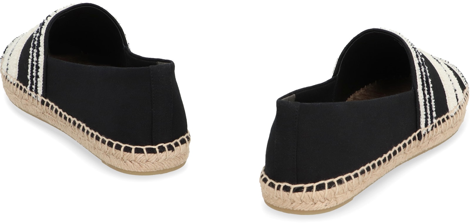 Shop Tory Burch Canvas Espadrilles With Logo In Black
