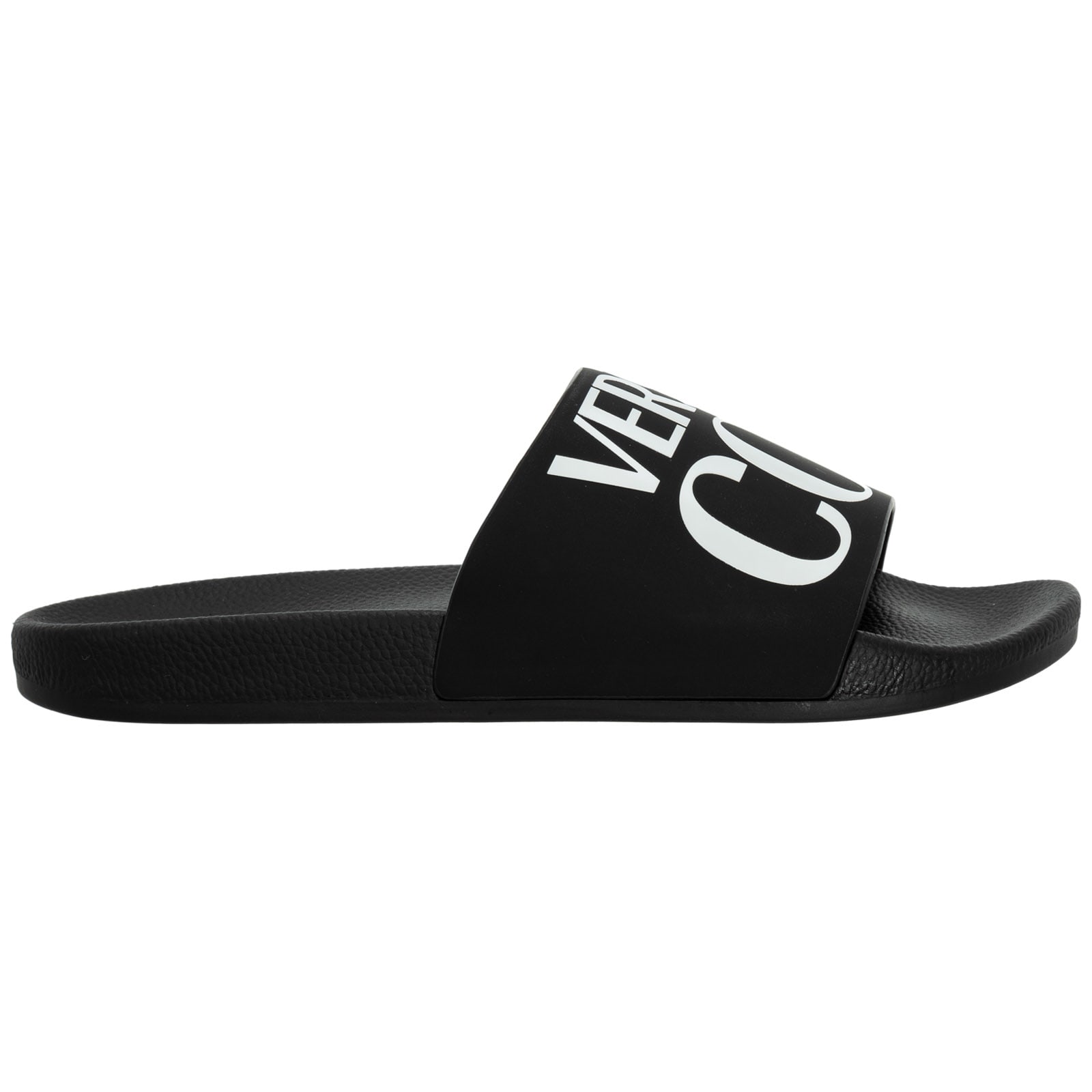 Versace Jeans Couture Rubber Logo Slides In Black | ModeSens