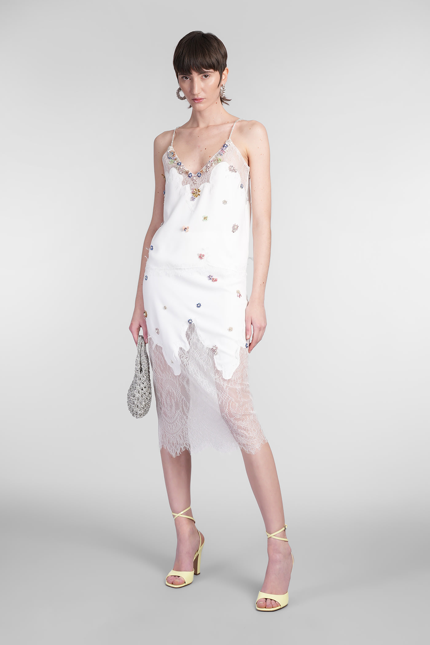 Costarellos Luma Skirt In White Polyester In White