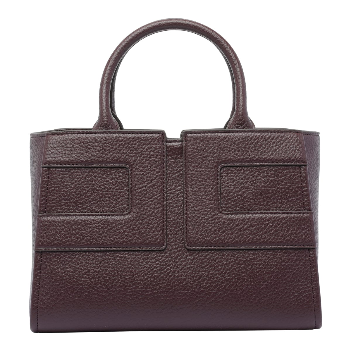 Elisabetta Franchi Leather Textured Shoulder Bag With 2 Handles In Red