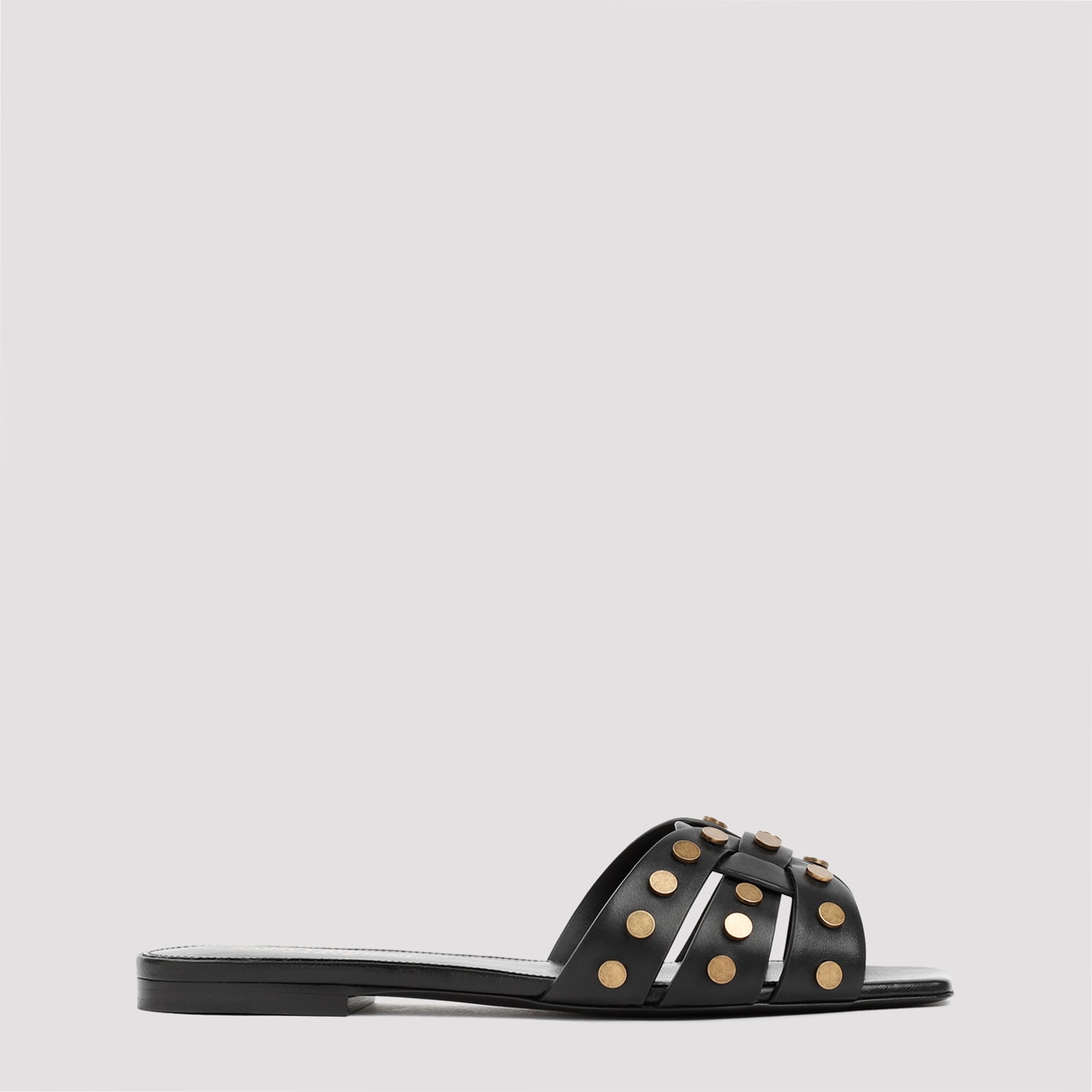 Shop Saint Laurent Leather Tribute Sandals In Nero