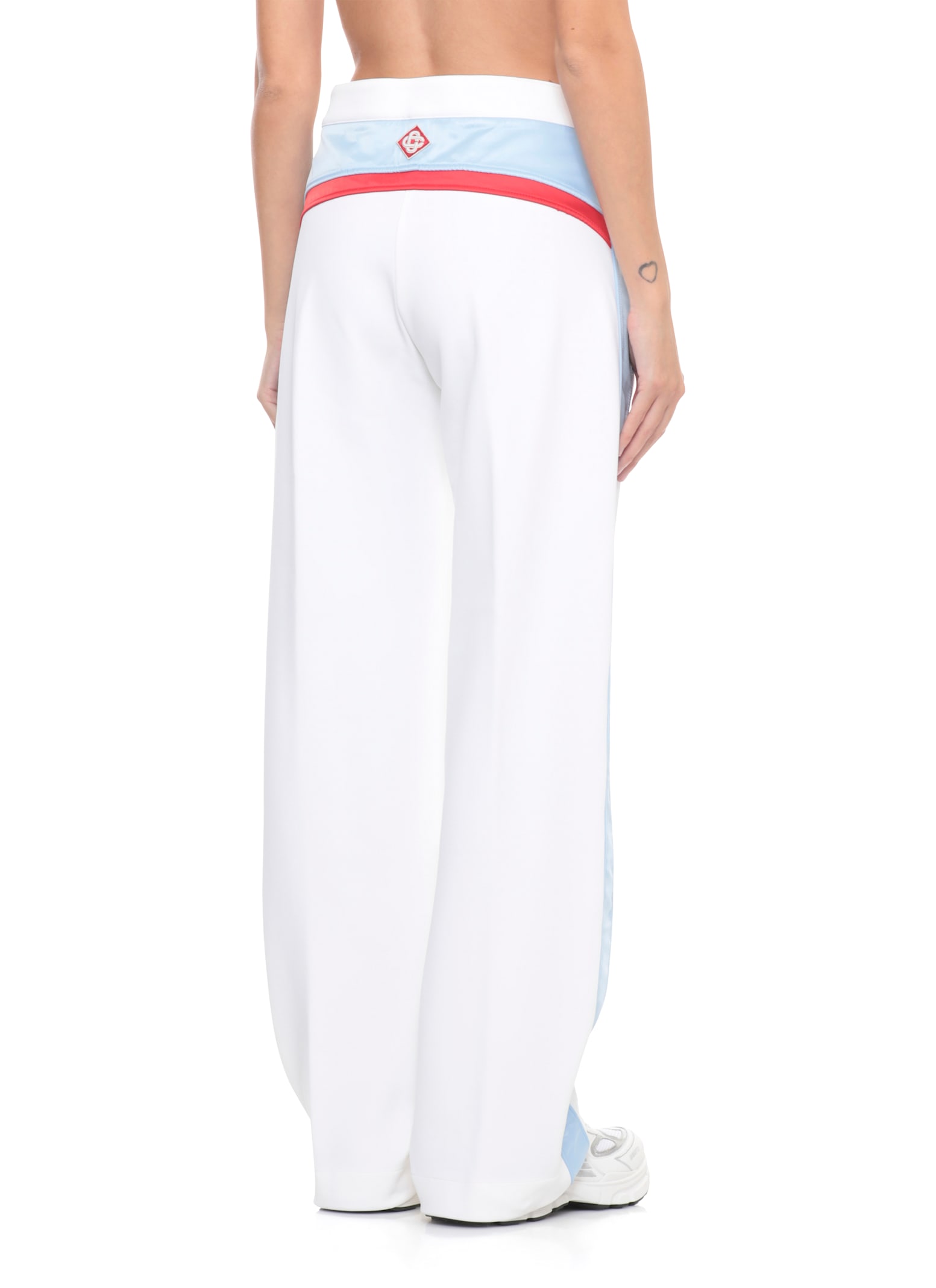 Casablanca High Waist Wide Leg Trousers With Stripes In White