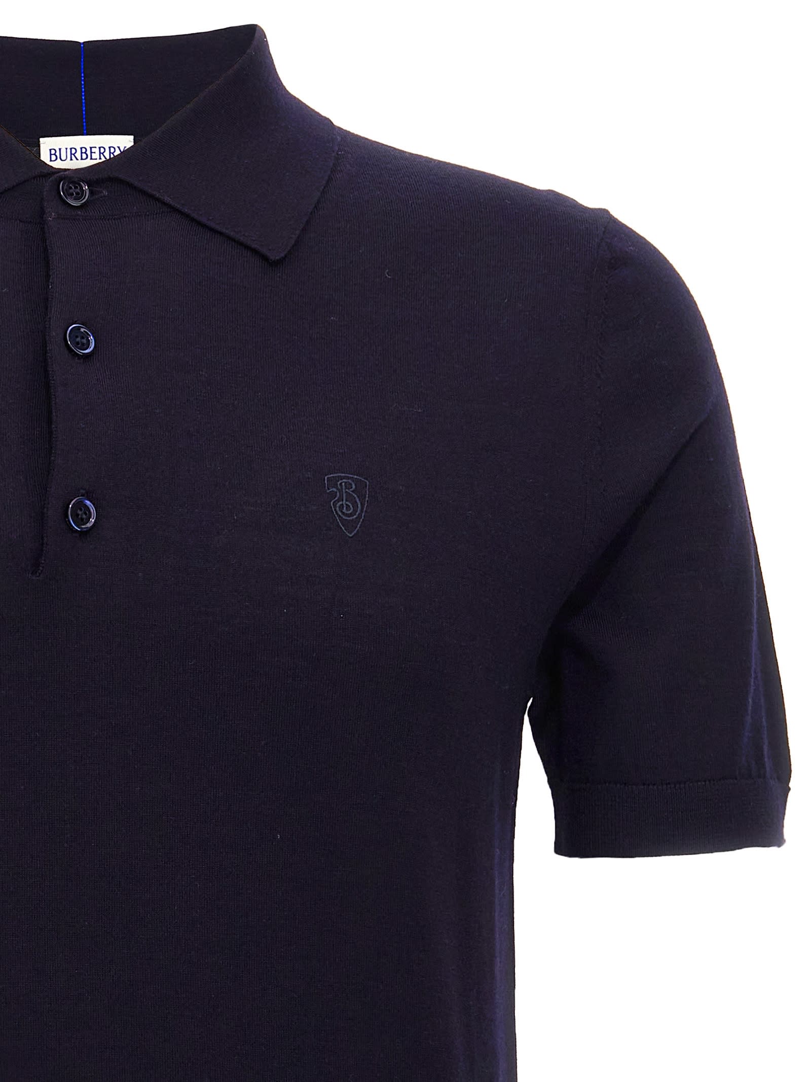 Burberry Wool Polo Shirt In Blue