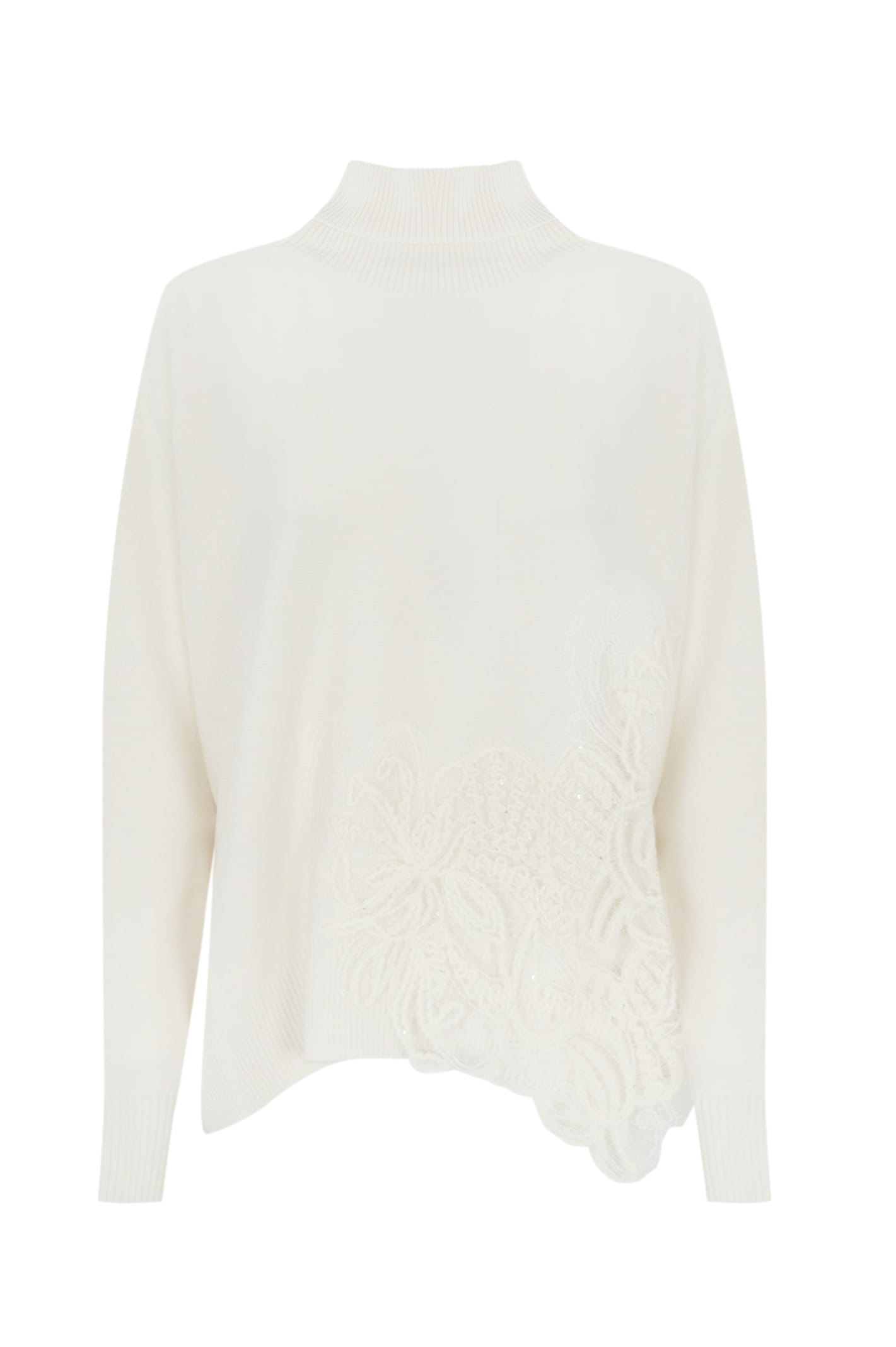 D. Exterior Turtleneck With Floral Embroidery