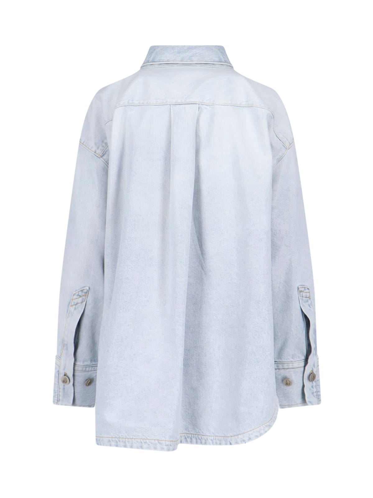 Attico Denim Overshirt With Slit Detail In Light Blue