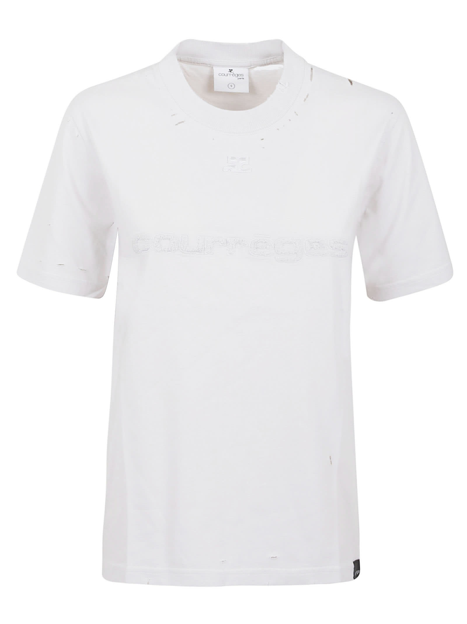 COURRÈGES DISTRESSED DRY JERSEY T-SHIRT