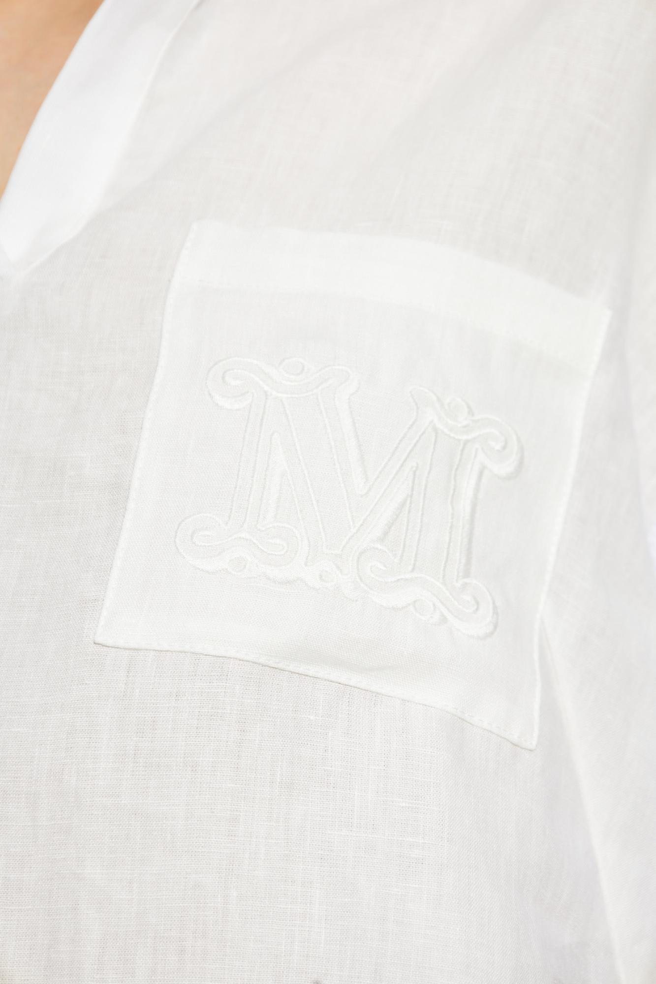 Max Mara Lapel Short Sleeve Shirt In White