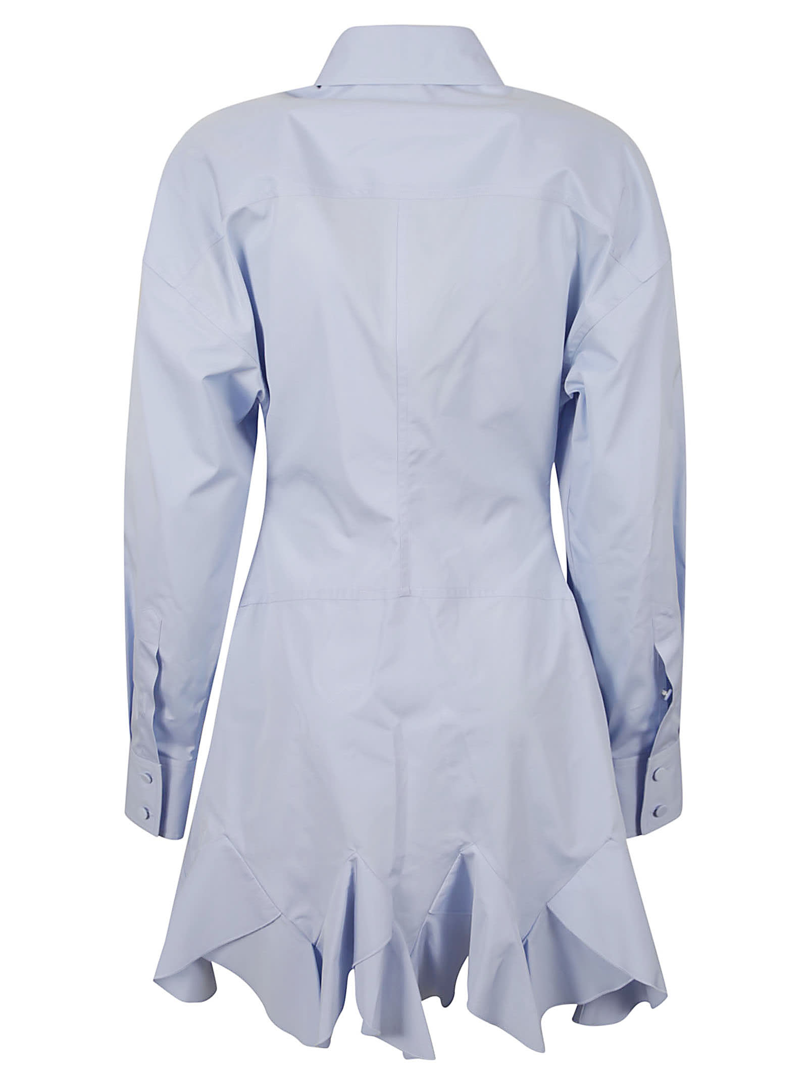 Stella Mccartney Ruffled Shirt Dress In Sky Blue