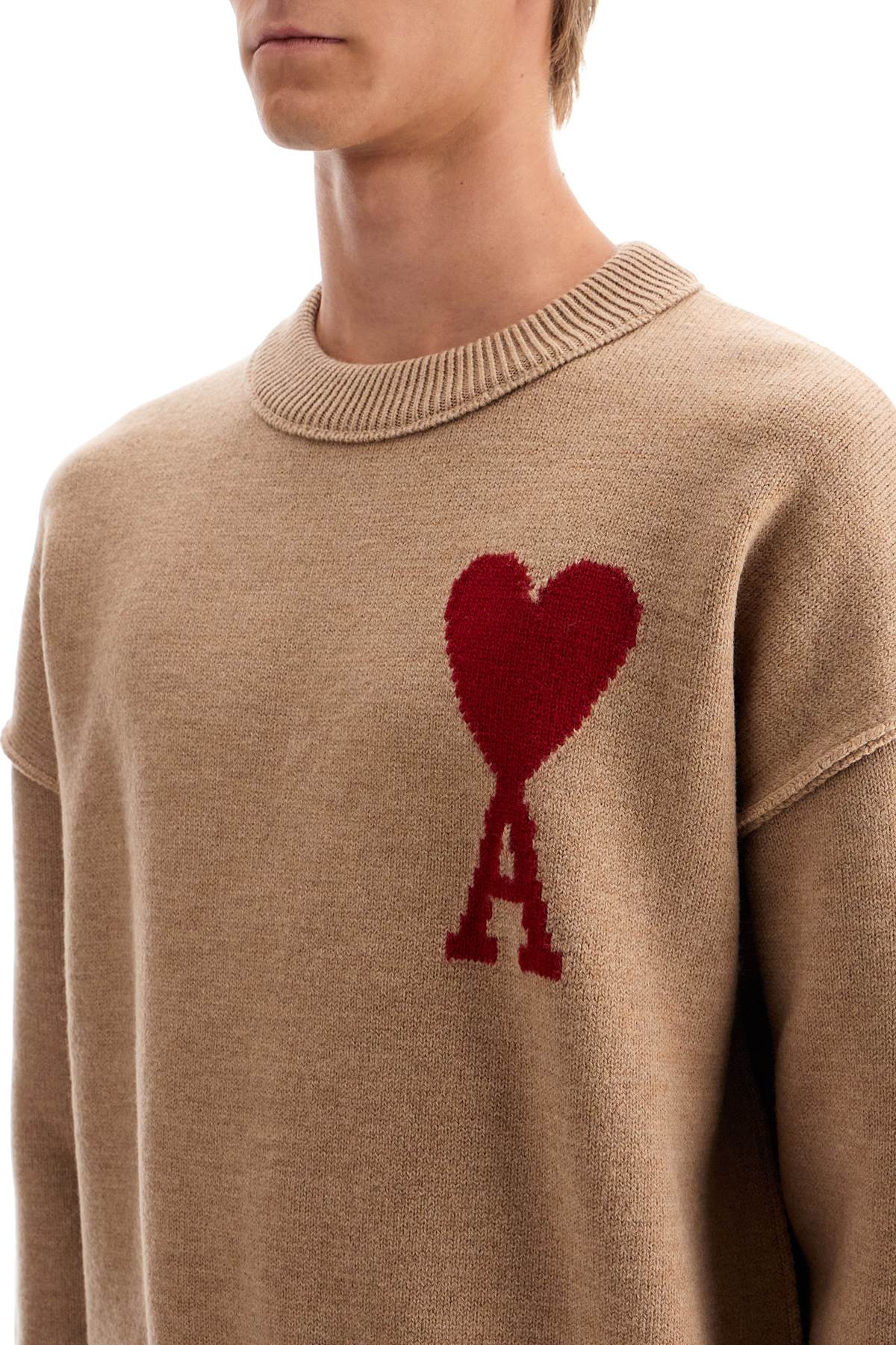 Shop Ami Alexandre Mattiussi Ami De C Ur Sweater In Neutrals/red