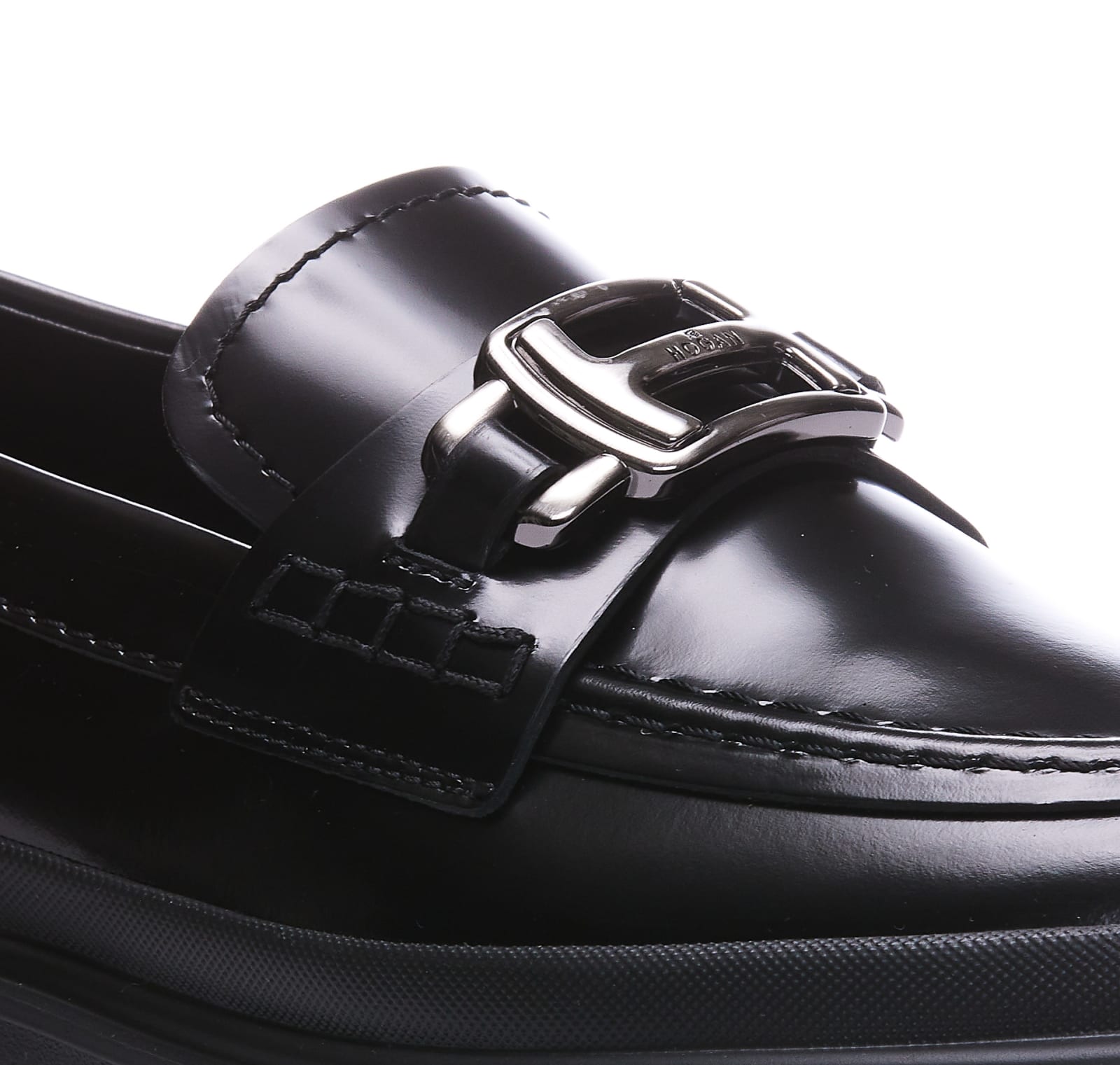 Shop Hogan H619 Loafers In Black