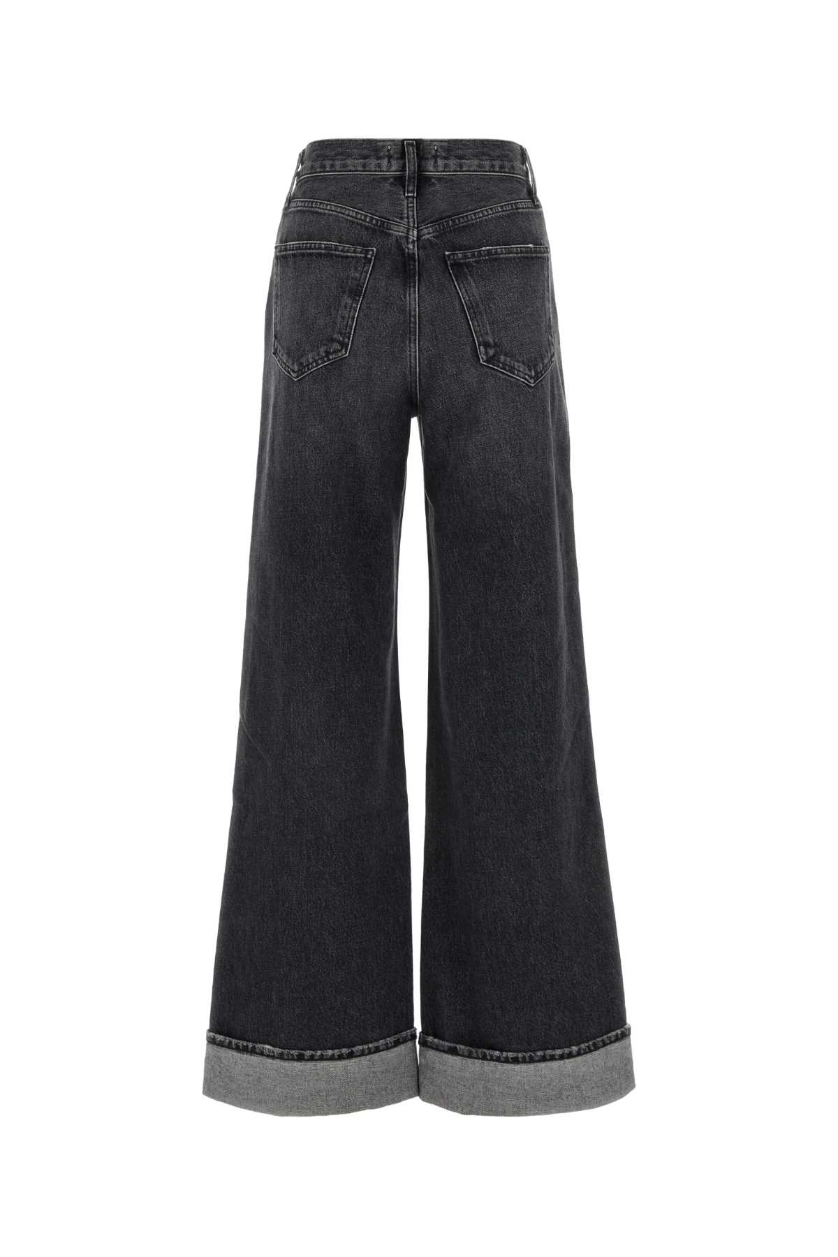 Shop Agolde Dark Grey Denim Dame Wide-leg Jeans In Ditch