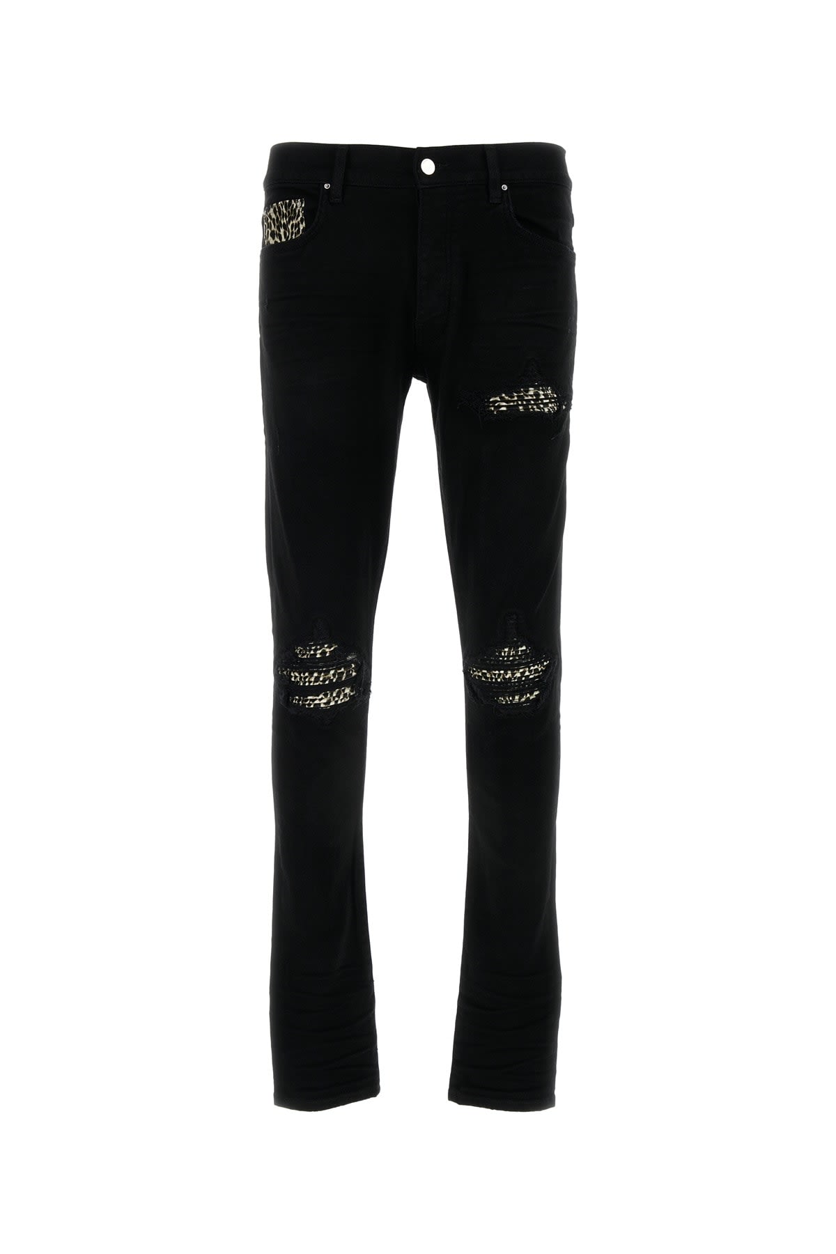 Shop Amiri Leopard Mx1 Jean In Black