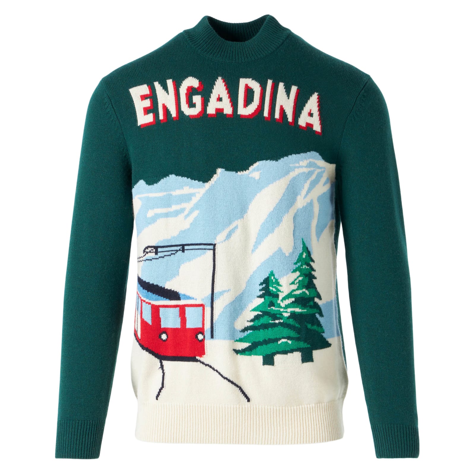 Mc2 Saint Barth Man Green Sweater With Knitted Postcard In Green