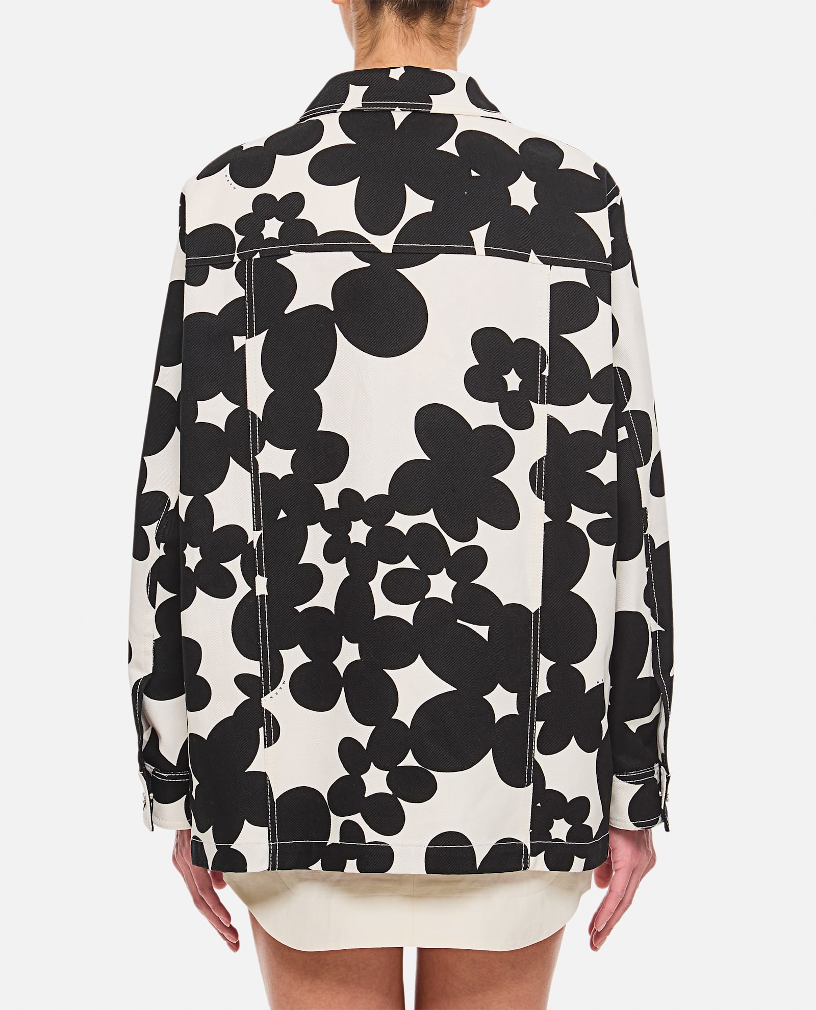 Marni Floral Pattern Black Silk Shirt In Multicolour