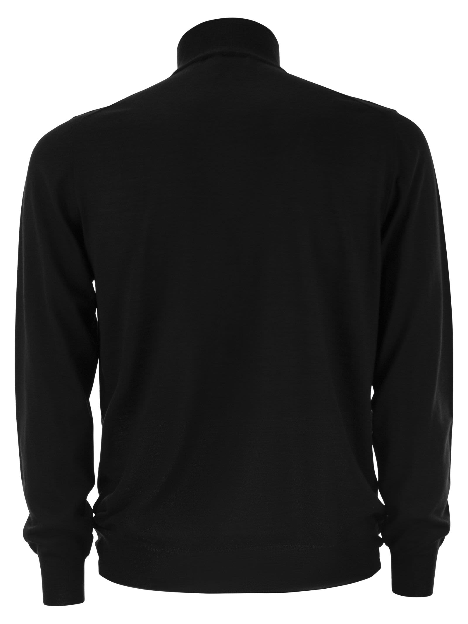 Fedeli Favonio - Virgin Wool Sweater With Full Zipper In Black