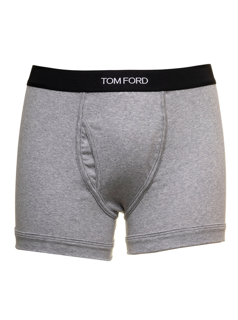 Grey Cotton Boxer With Logo Tom Ford Man