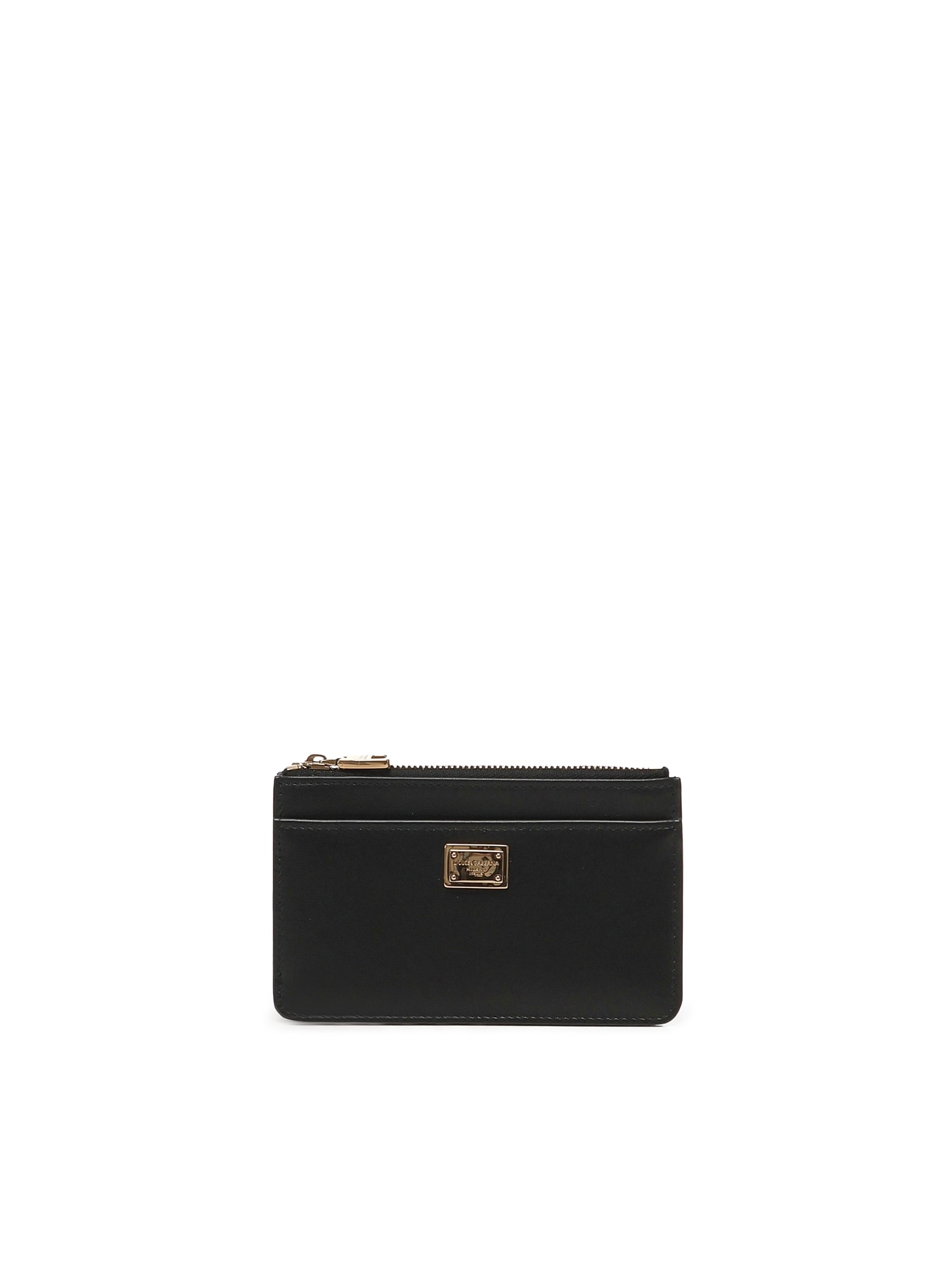 Dolce & Gabbana Plongé Calfskin Card Holder In Black