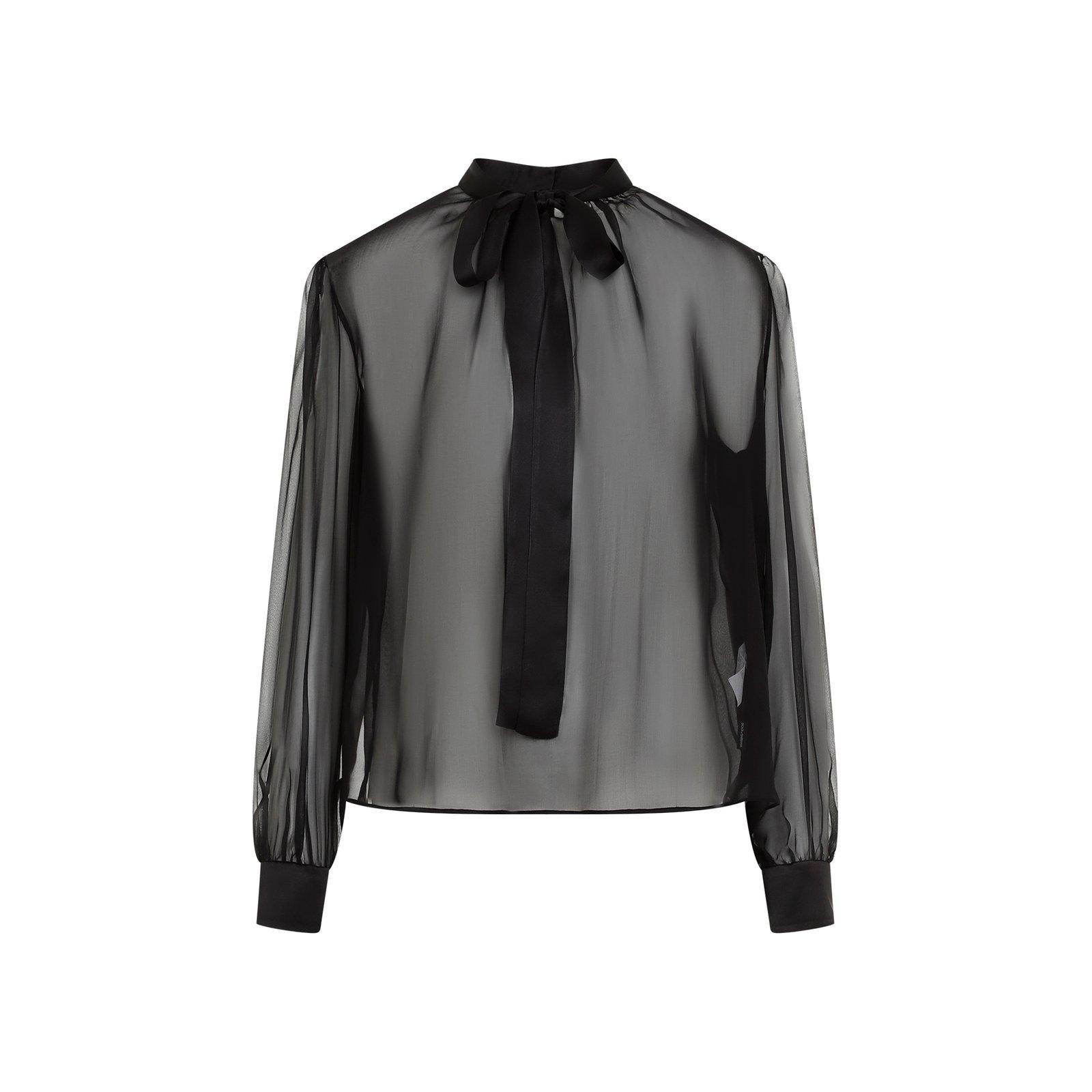 Shop Dolce & Gabbana Chiffon Pussy-bow Blouse In Nero