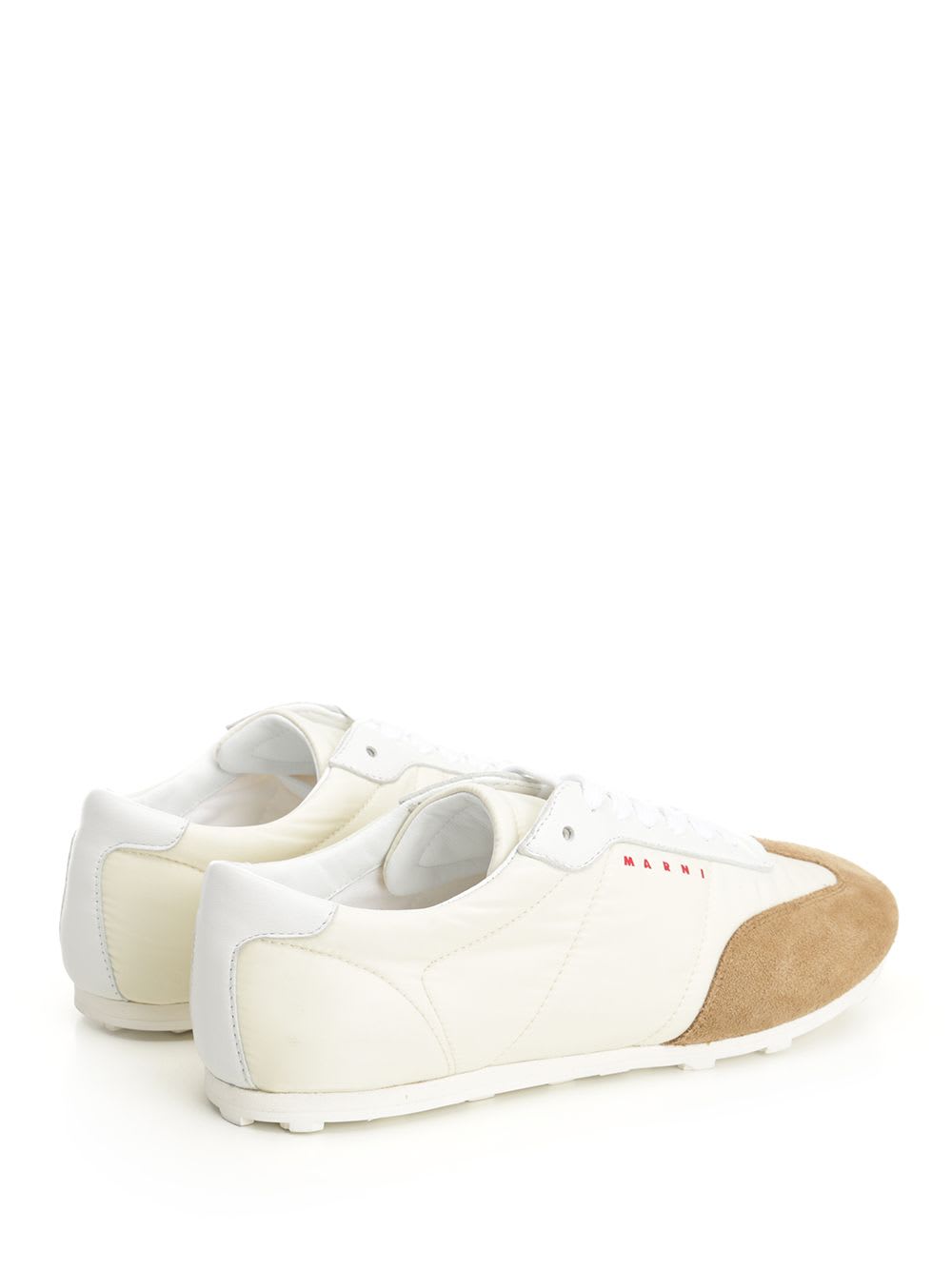 Marni Softy Soccer Suede-detail Leather Sneakers In White