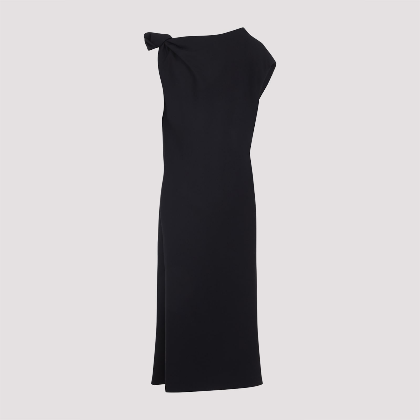 Carven Knot Dress In Grain De Poudre In Black