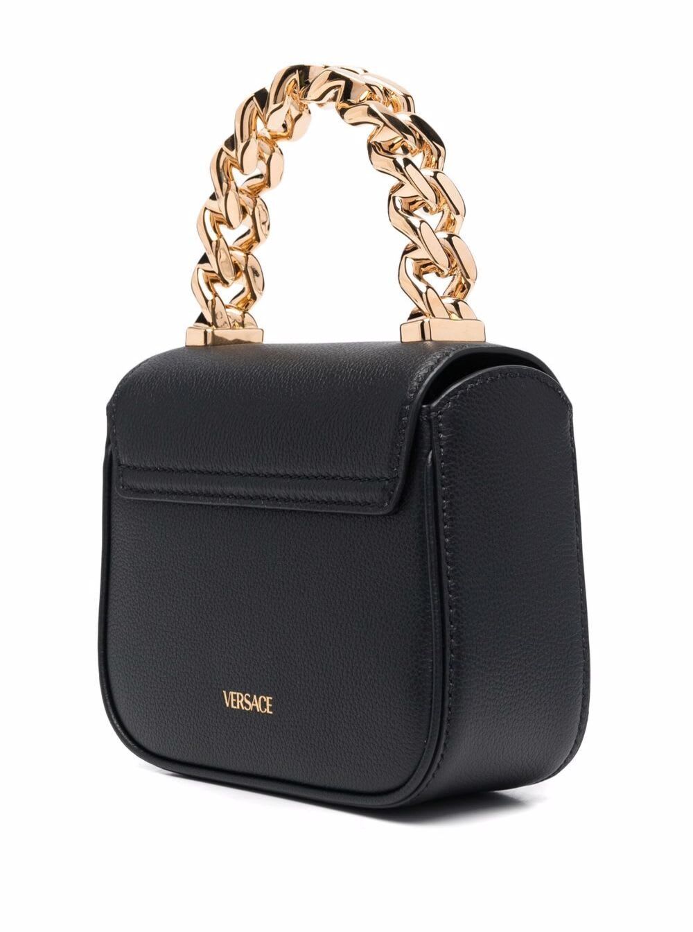 Shop Versace La Medusa Mini Bag In Black Leather Woman